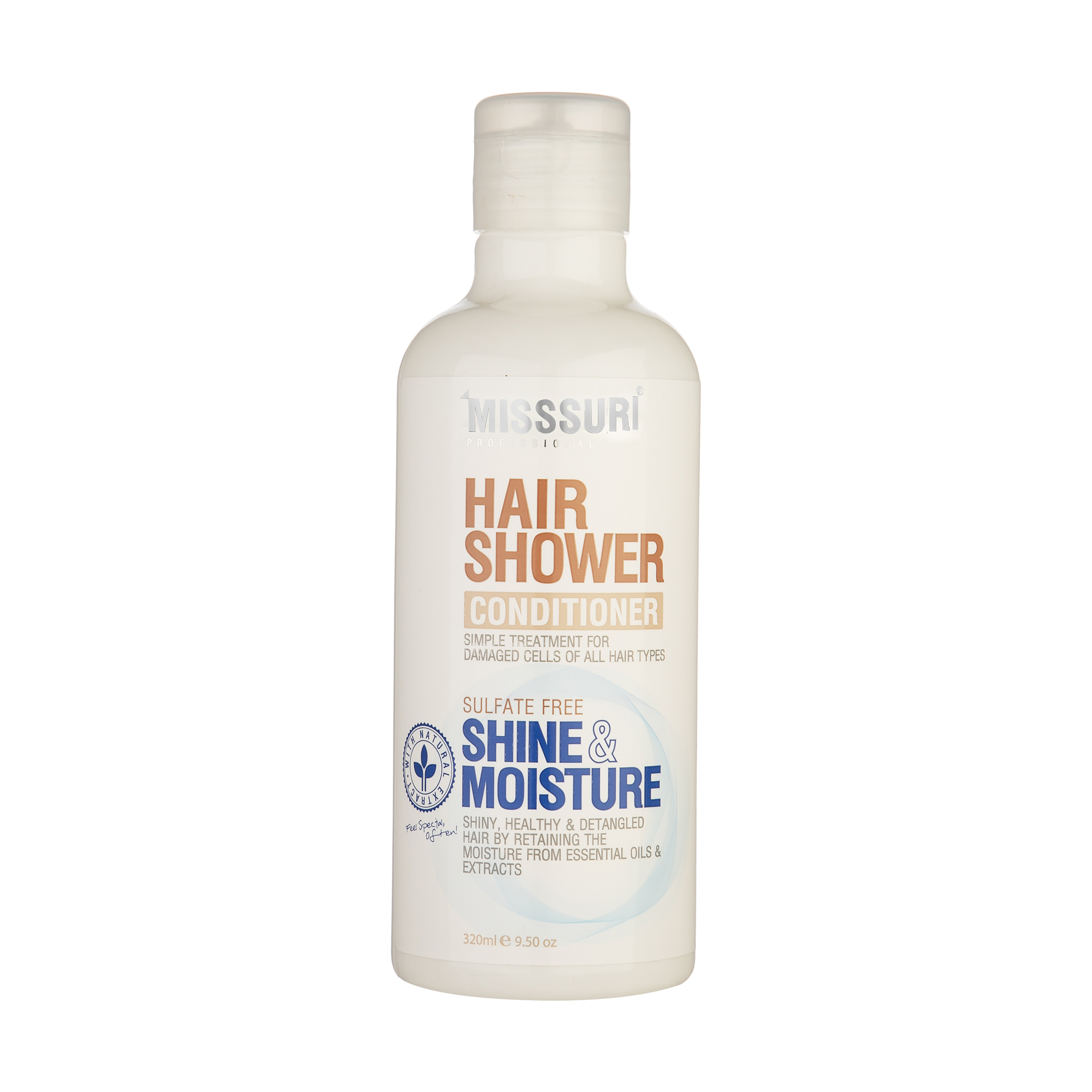 نرم کننده مو میسوری مدل shine moisture حجم 320 میلی لیتر