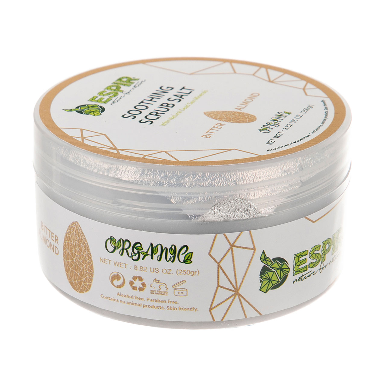 نمک لایه بردار دریایی اسپیر مدل bitter almond مقدار 250 گرم