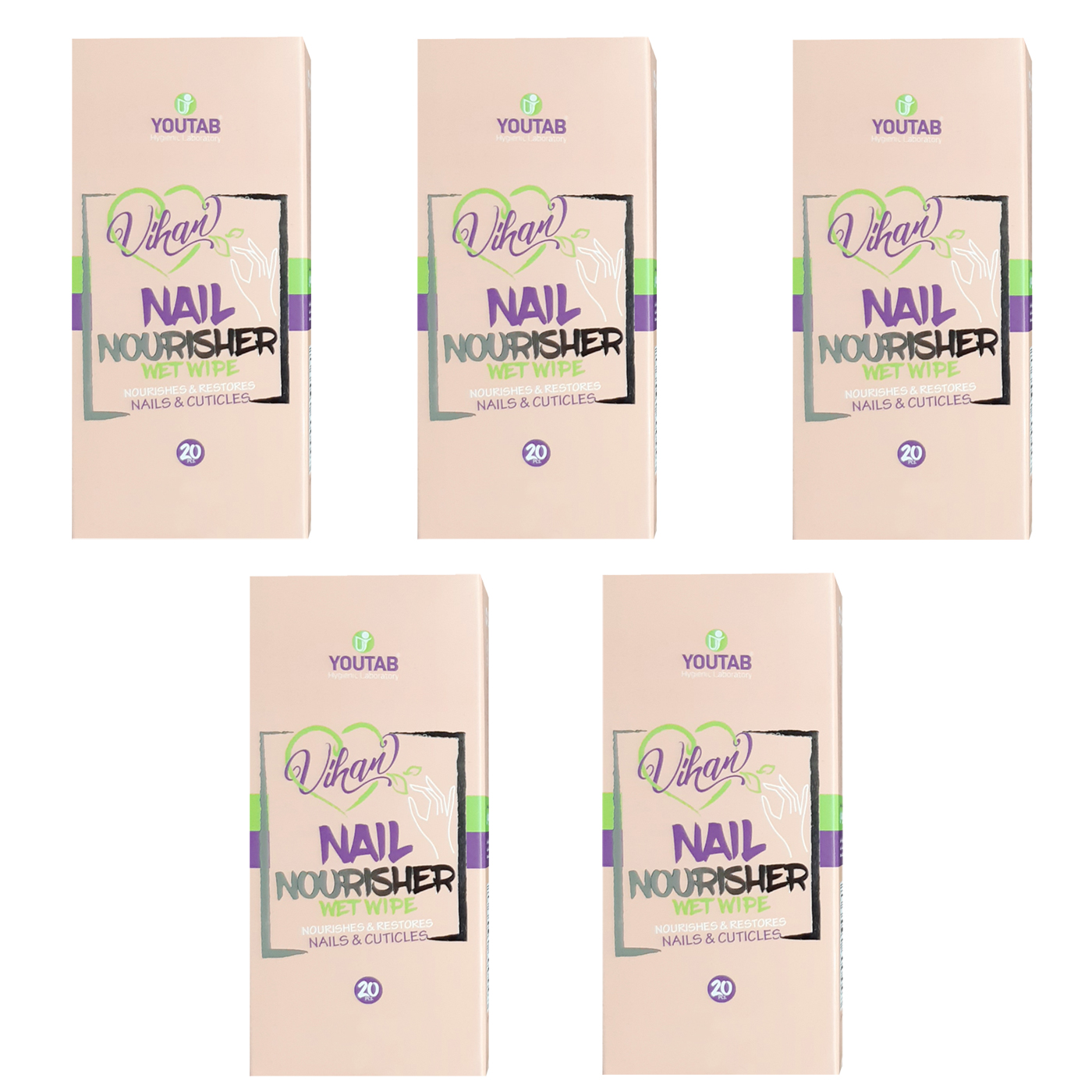 پد تقویت کننده ناخن ویهان مدل nourisher 5 مجموعه 5 عددی