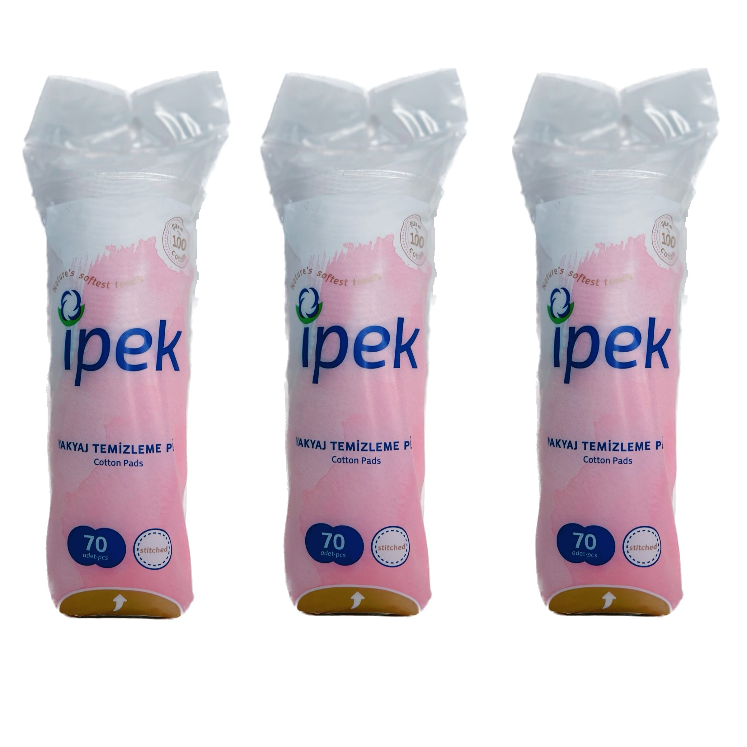 پد پاک کننده آرایش صورت ایپک مدل cotton 70 مجموعه 3 عددی
