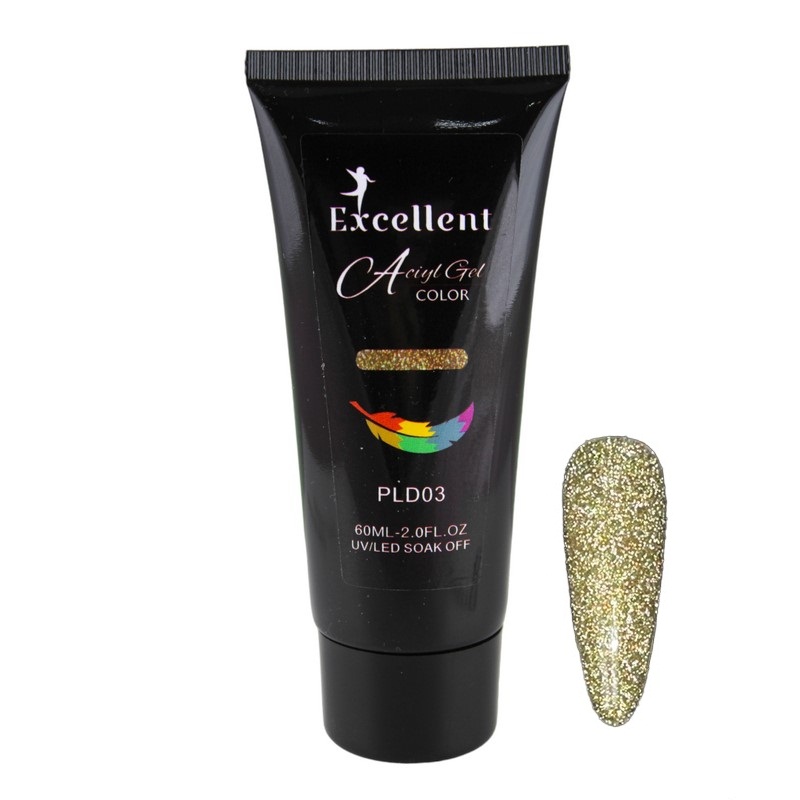 پلی ژل کاشت ناخن اکسلنت مدل دیسکو شماره pld03 حجم 60 میلی لیتر