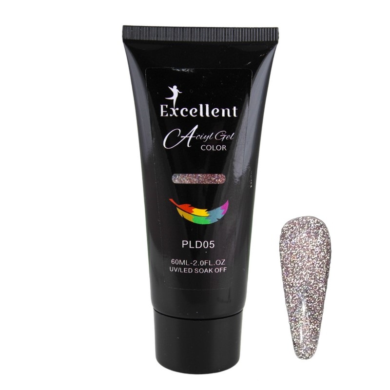 پلی ژل کاشت ناخن اکسلنت مدل دیسکو شماره pld05 حجم 60 میلی لیتر