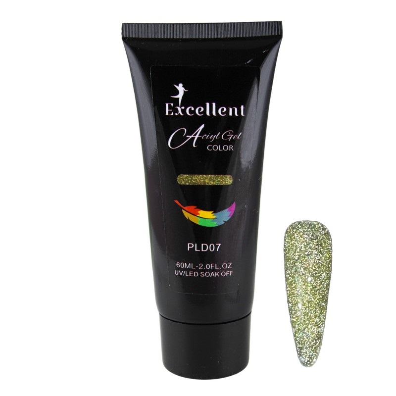 پلی ژل کاشت ناخن اکسلنت مدل دیسکو شماره pld07 حجم 60 میلی لیتر