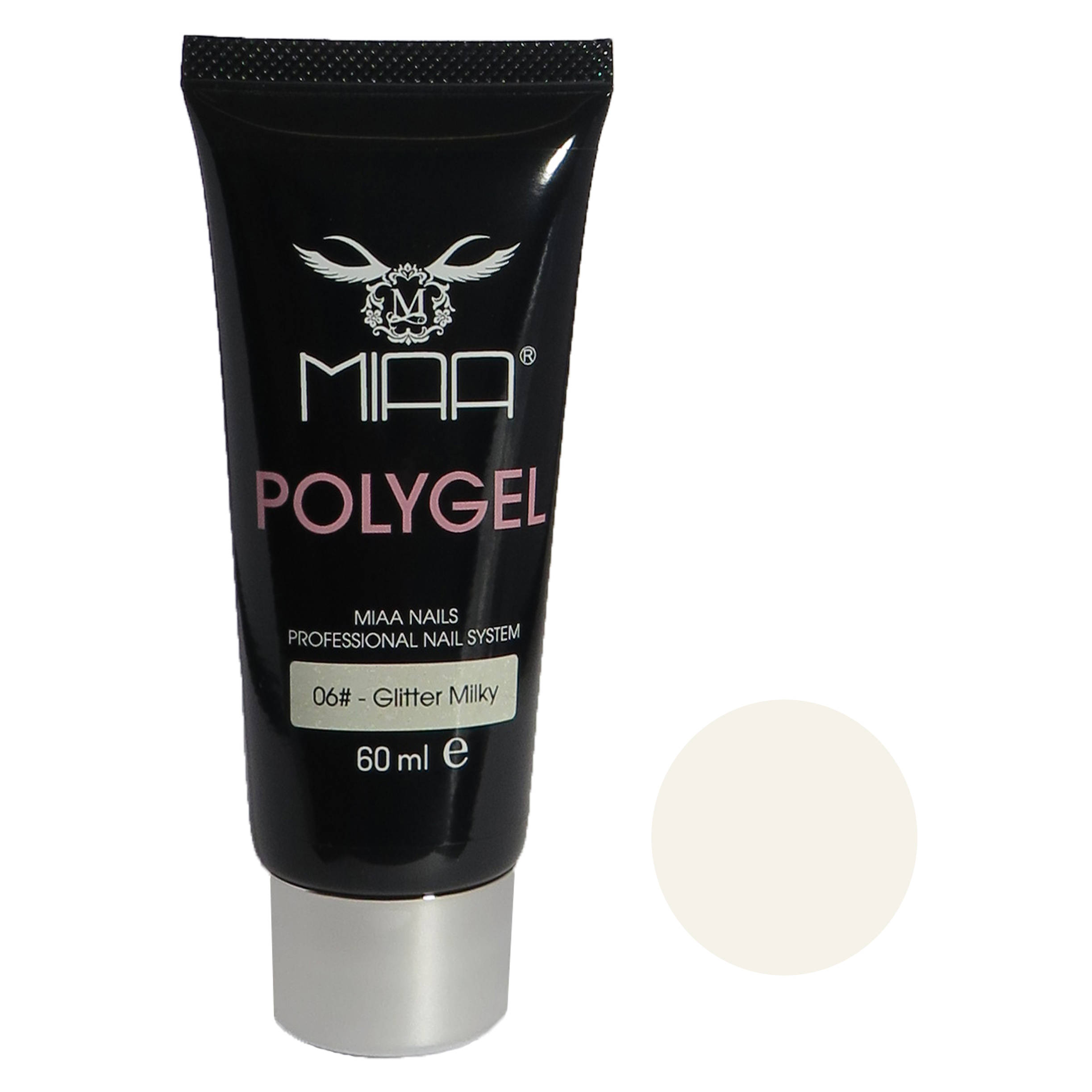 پلی ژل کاشت ناخن میا مدل glitter milky 06 حجم 60 میلی لیتر