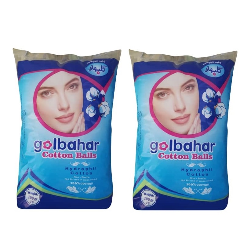 پنبه آرایشی گلبهار مدل توپکی مجموعه 2 عددی