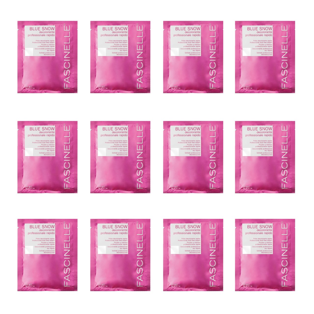پودر دکلره فشینلی مدل blue snow مقدار 12 بسته 20 گرمی