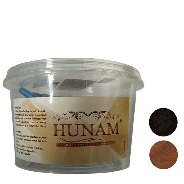 پودر پرپشت کننده مو هونام کد 05 02 وزن 40 گرم رنگ قهوه‌ای تیره و بلوند قهوه ای بسته 2 عددی