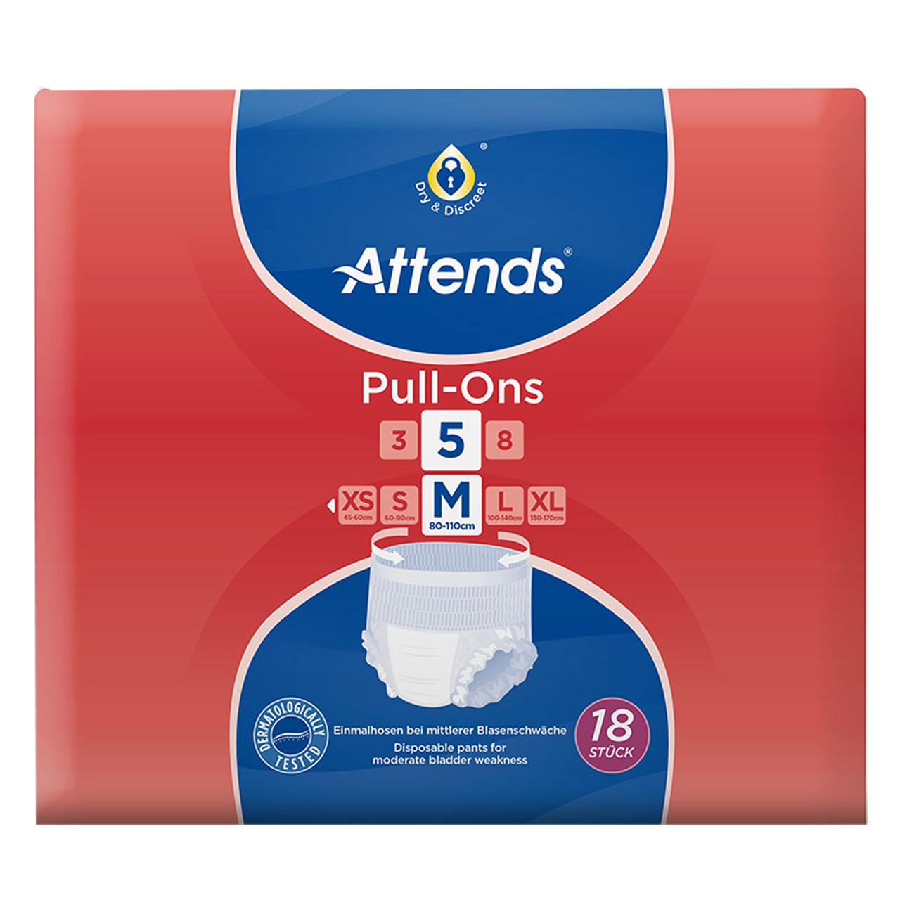 پوشک شورتی بزرگسال اتندز 5 قطره سایز medium بسته 18 عددی