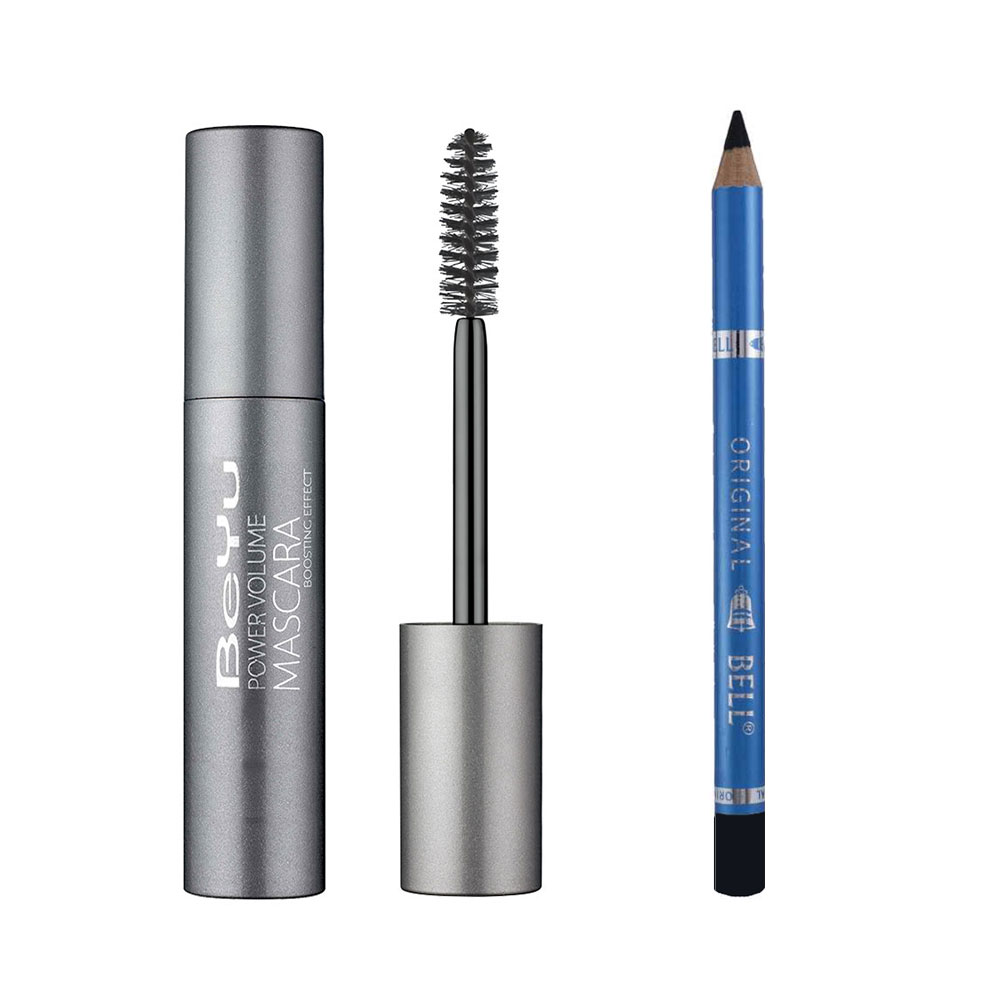 پک ریمل حجم دهنده بیو مدل power volume به همراه مداد چشم بل مدل waterproof long lasting