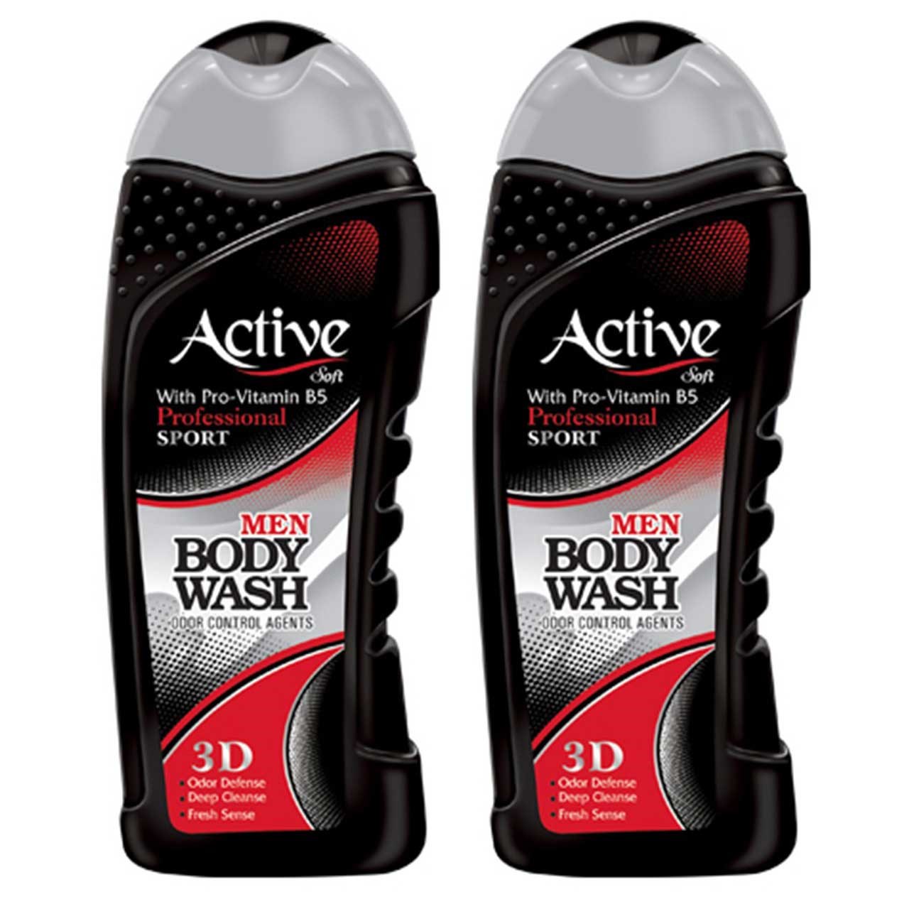 پک شامپو بدن مردانه اکتیو سری sport مدل black بسته 2 عددی