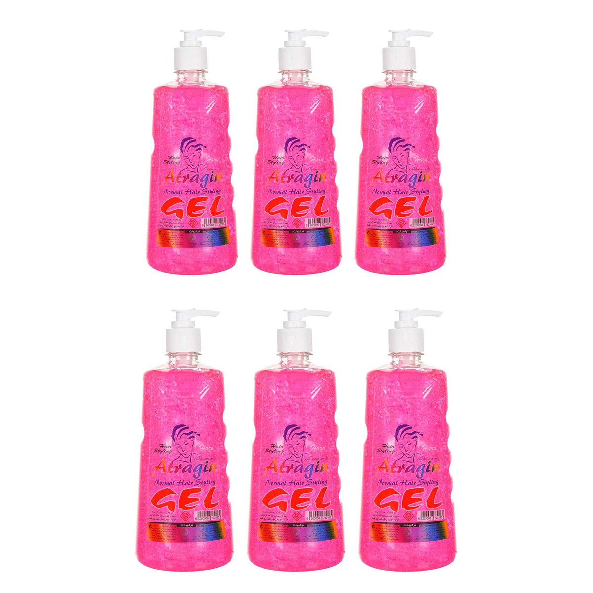 ژل حالت دهنده مو عطرآگین مدل hard حجم 750 میلی لیتر مجموعه 6 عددی