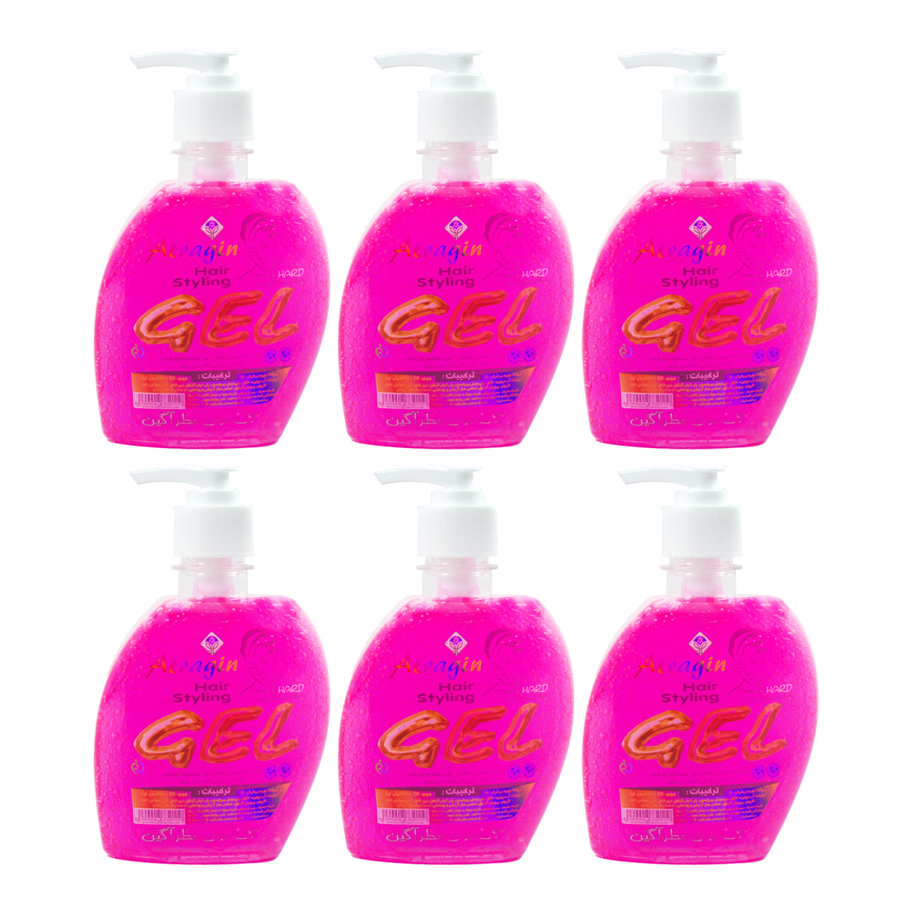 ژل حالت دهنده مو عطرآگین مدل hard6 حجم 280 میلی لیتر مجموعه 6 عددی
