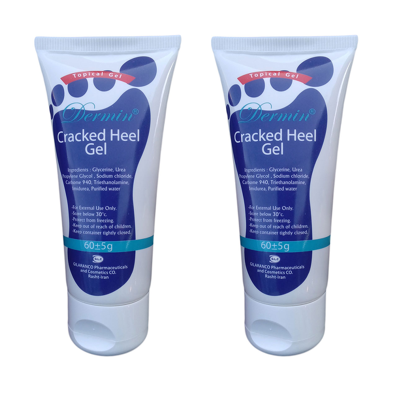 ژل رفع ترک پا درمین مدل cracked heel وزن 60 گرم مجموعه 2 عددی
