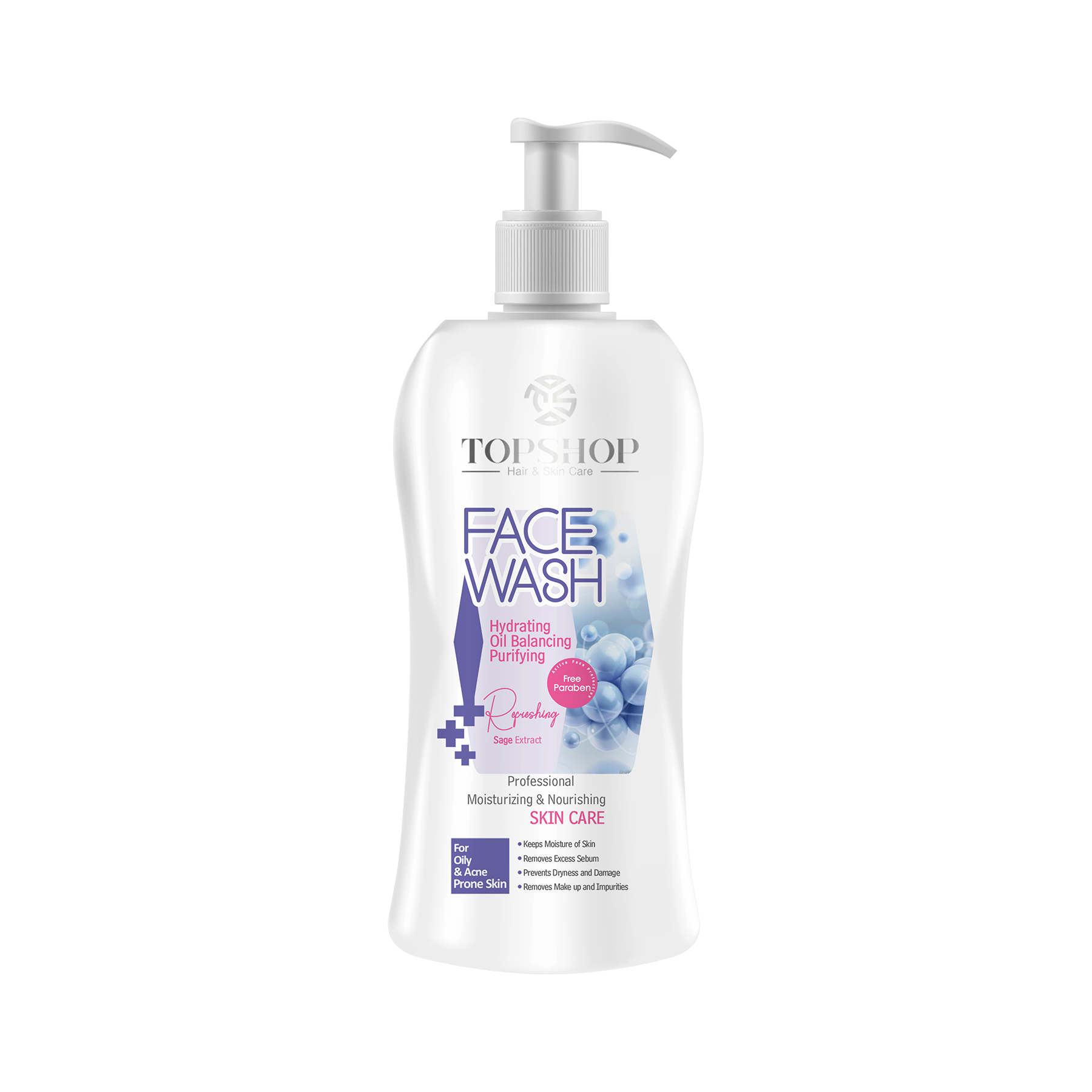 ژل شستشو صورت تاپ شاپ مدل free paraben حجم 300 میلی لیتر