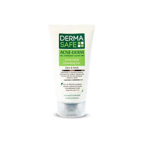 ژل شستشو صورت درماسیف مدل acne derm حجم 150 میلی لیتر