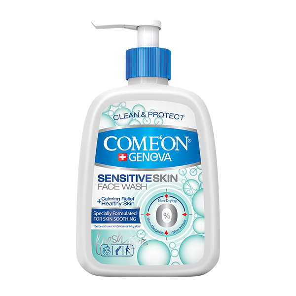 ژل شستشو صورت کامان مدل sensitive skin حجم 500 میلی لیتر