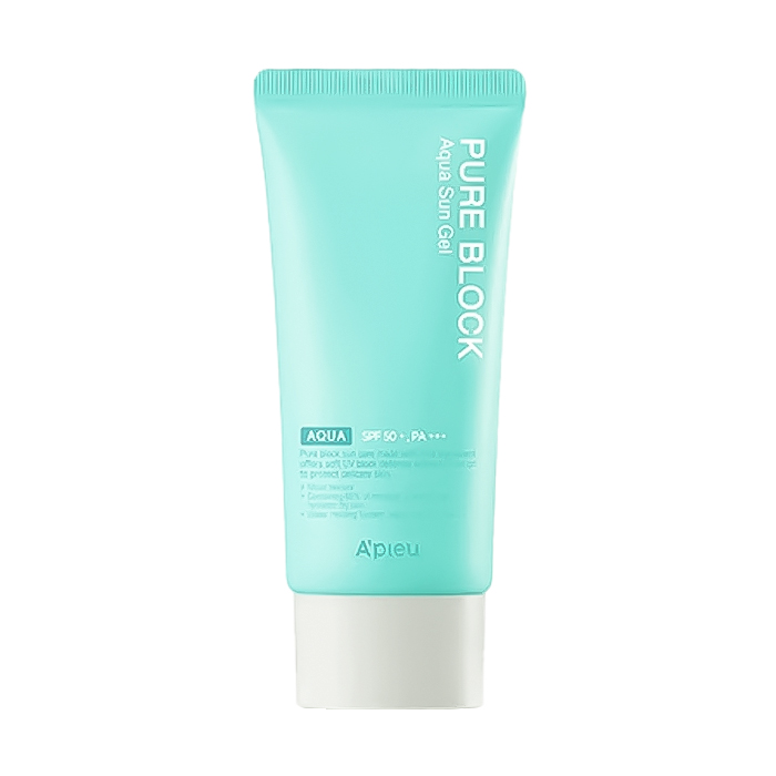 ژل ضد آفتاب بدون رنگ spf 50 اپیو مدل aqua ‌مناسب انواع پوست حجم 50 میلی‌لیتر
