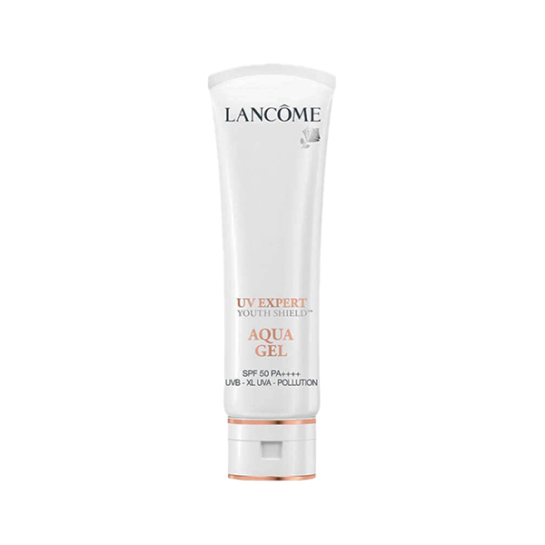 ژل ضد آفتاب بی رنگ لانکوم spf50 مدل aqua gel مناسب انواع پوست حجم 50 میلی لیتر