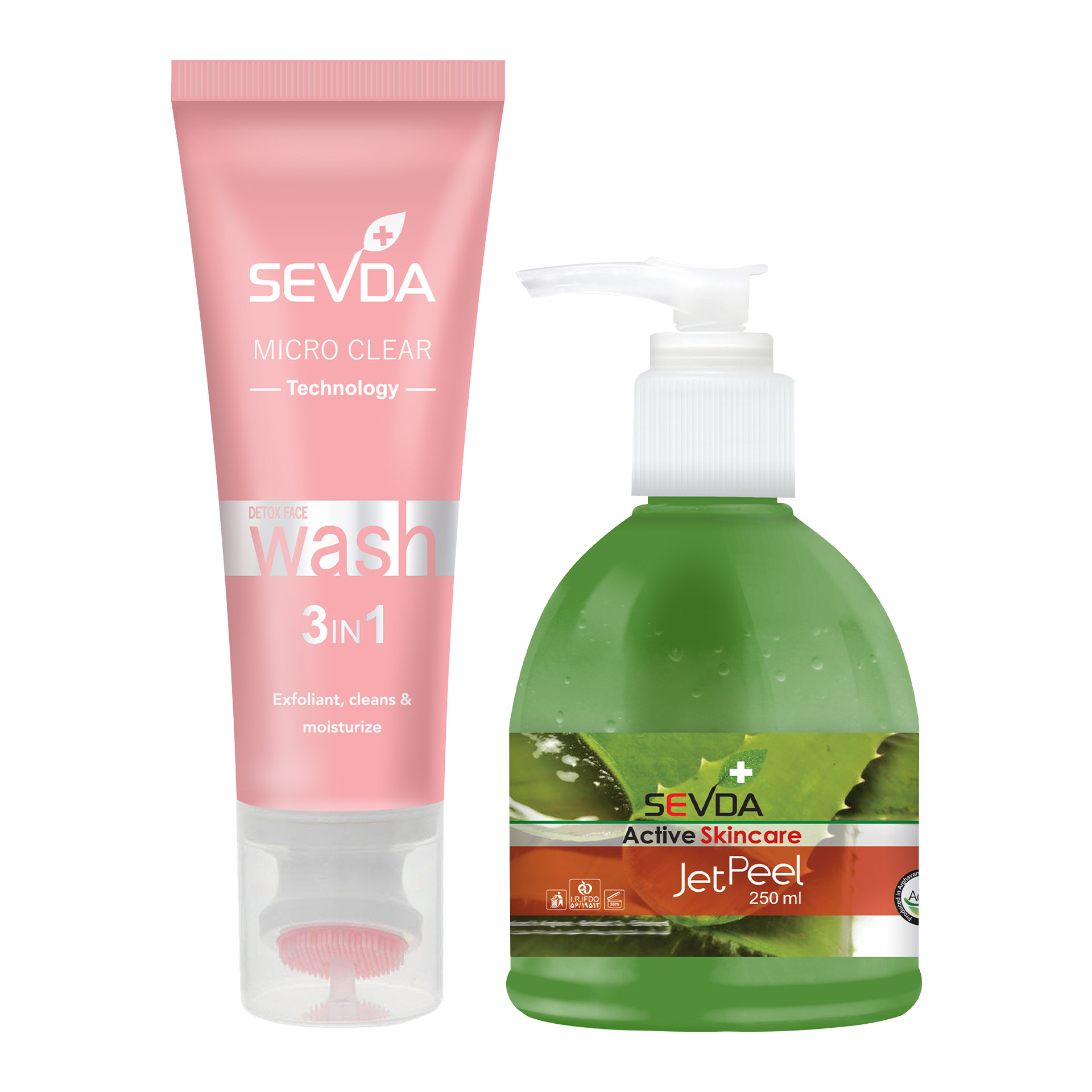 ژل لایه بردار پوست سودا مدل جت پیل آلوئه ورا حجم 250 میلی لیتر به همراه ژل لایه بردار سودا مدل دتوکس حجم 125 میلی لیتر