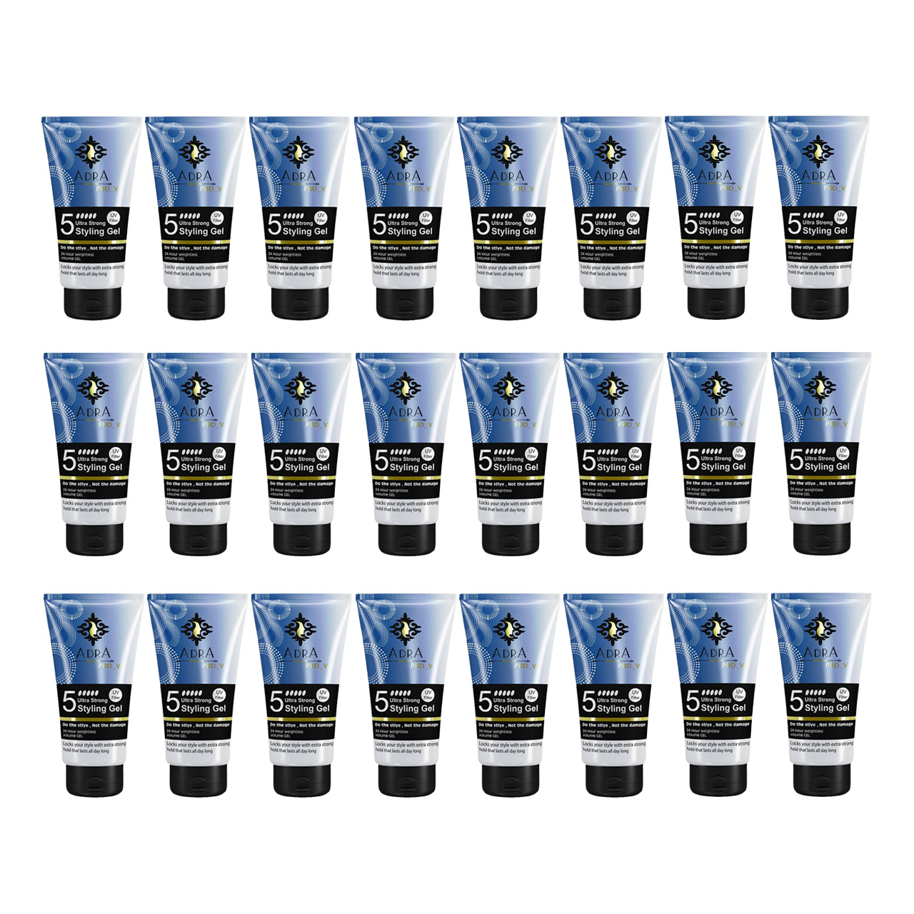 ژل مو آدرا مدل ultra strong styling حجم 150 میلی لیتر مجموعه 24 عددی