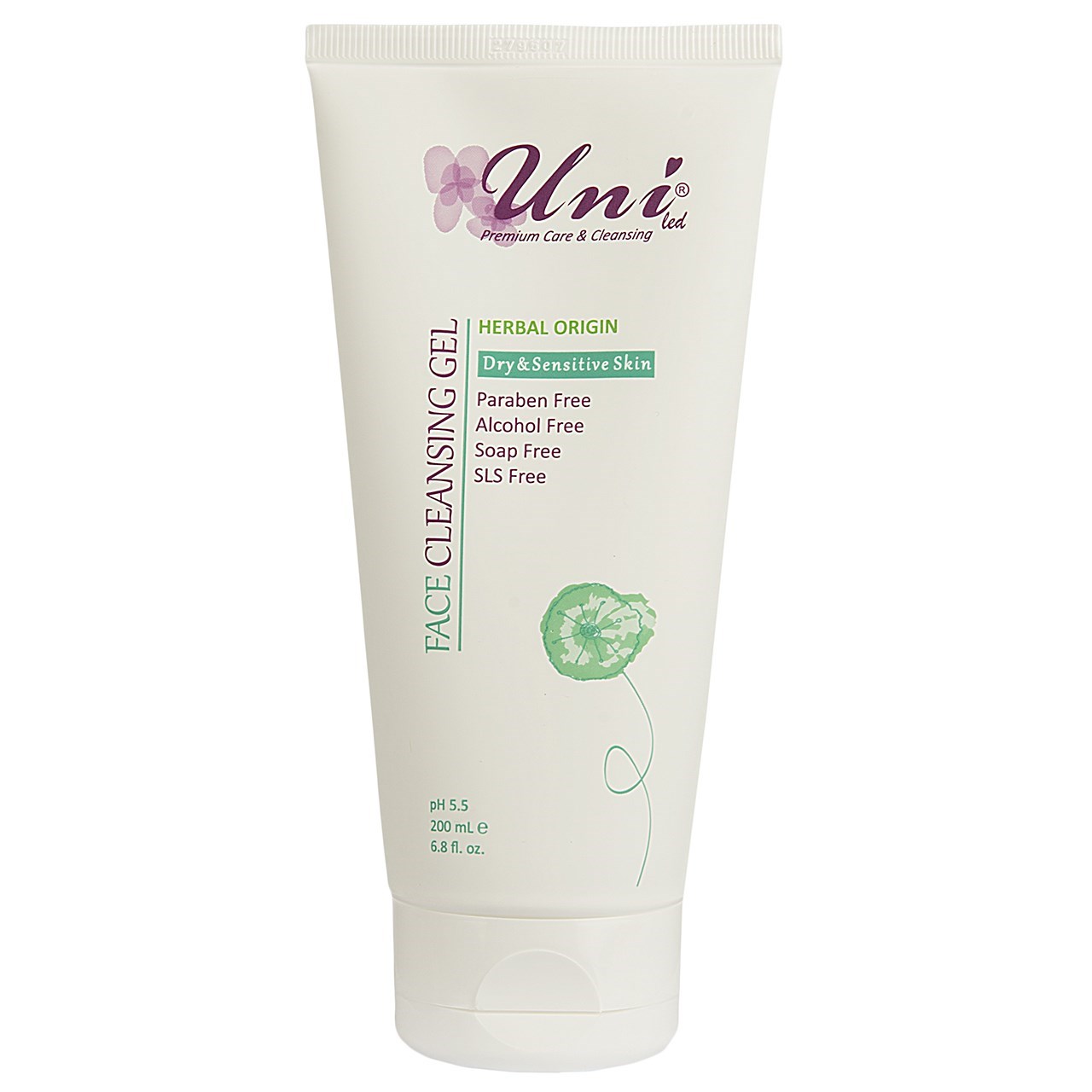 ژل پاک کننده صورت یونی لد مدل dry and sensitive skin حجم 200 میلی لیتر