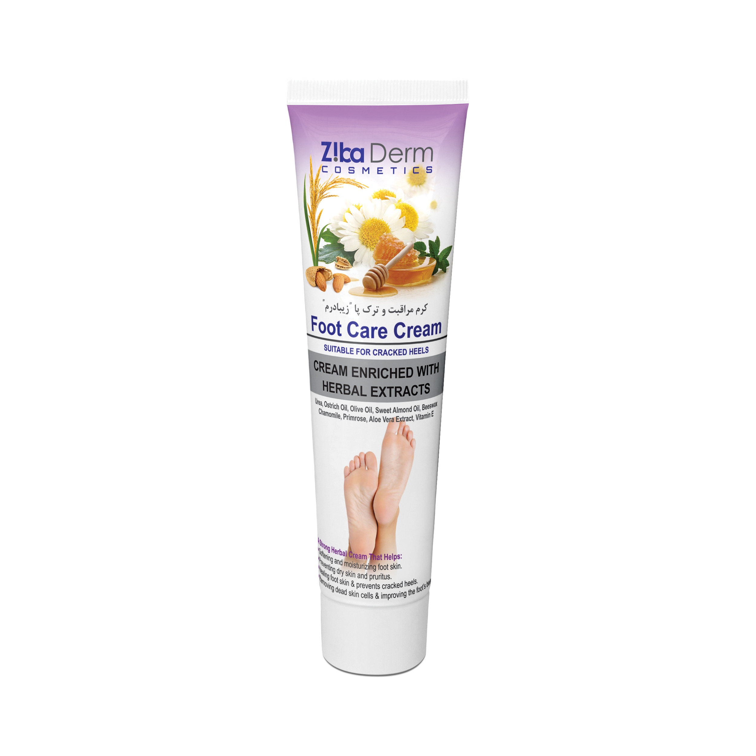 کرم رفع ترک پا زیبا درم مدل foot care حجم 100 میلی لیتر