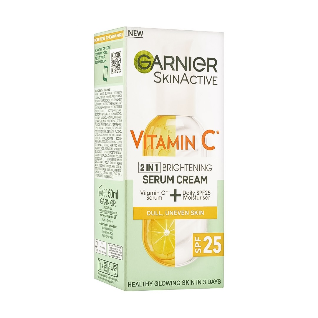 کرم سرم روشن کننده گارنیه مدل vitamin c 2in1 حجم 50 میلی لیتر