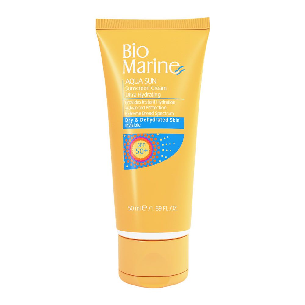 کرم ضد آفتاب بدون رنگ بایومارین spf 50 مدل رطوبت رسان مناسب برای پوست خشک حجم 50 میلی‌لیتر