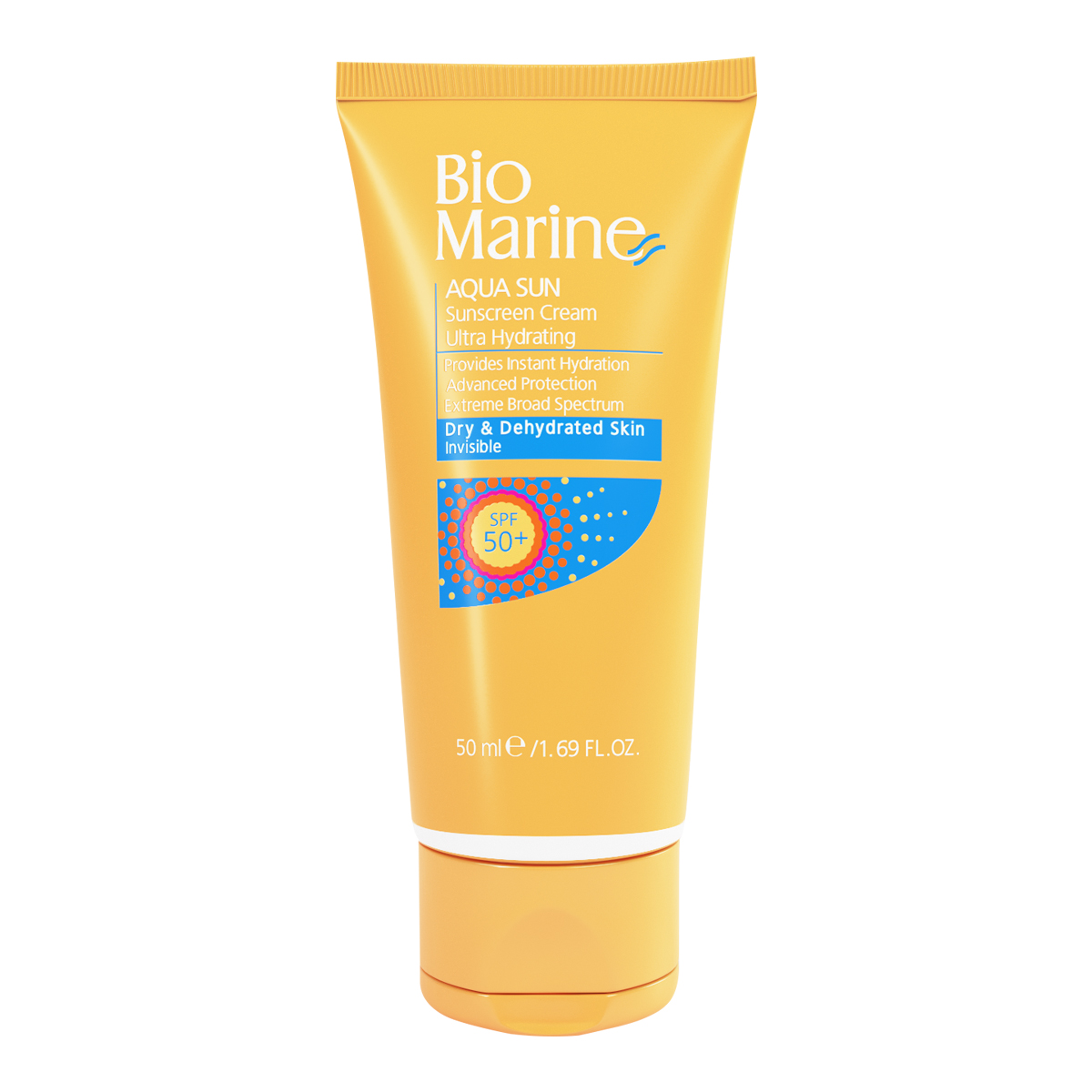 کرم ضد آفتاب بی رنگ بایومارین spf50 مدل aqua sun مناسب پوست های خشک حجم 50 میلی لیتر