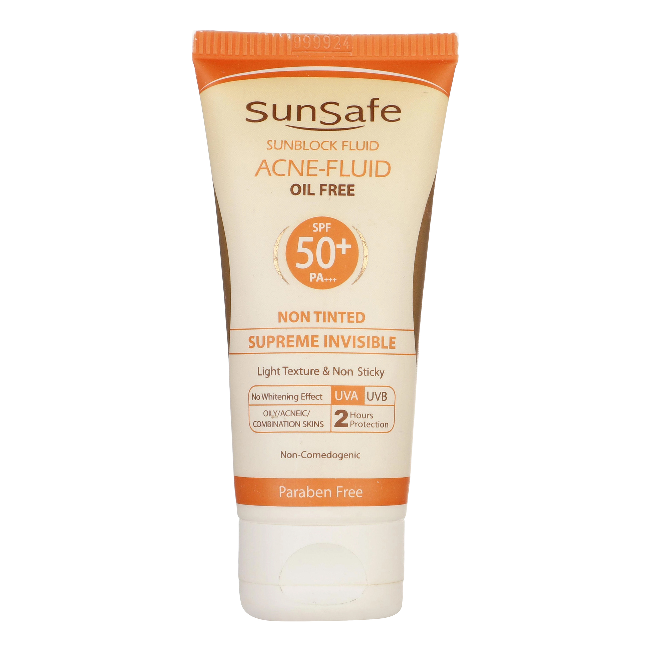 کرم ضد آفتاب بی رنگ سان سیف spf50 مدل acne fluid مناسب پوست مختلط حجم 50 میلی لیتر