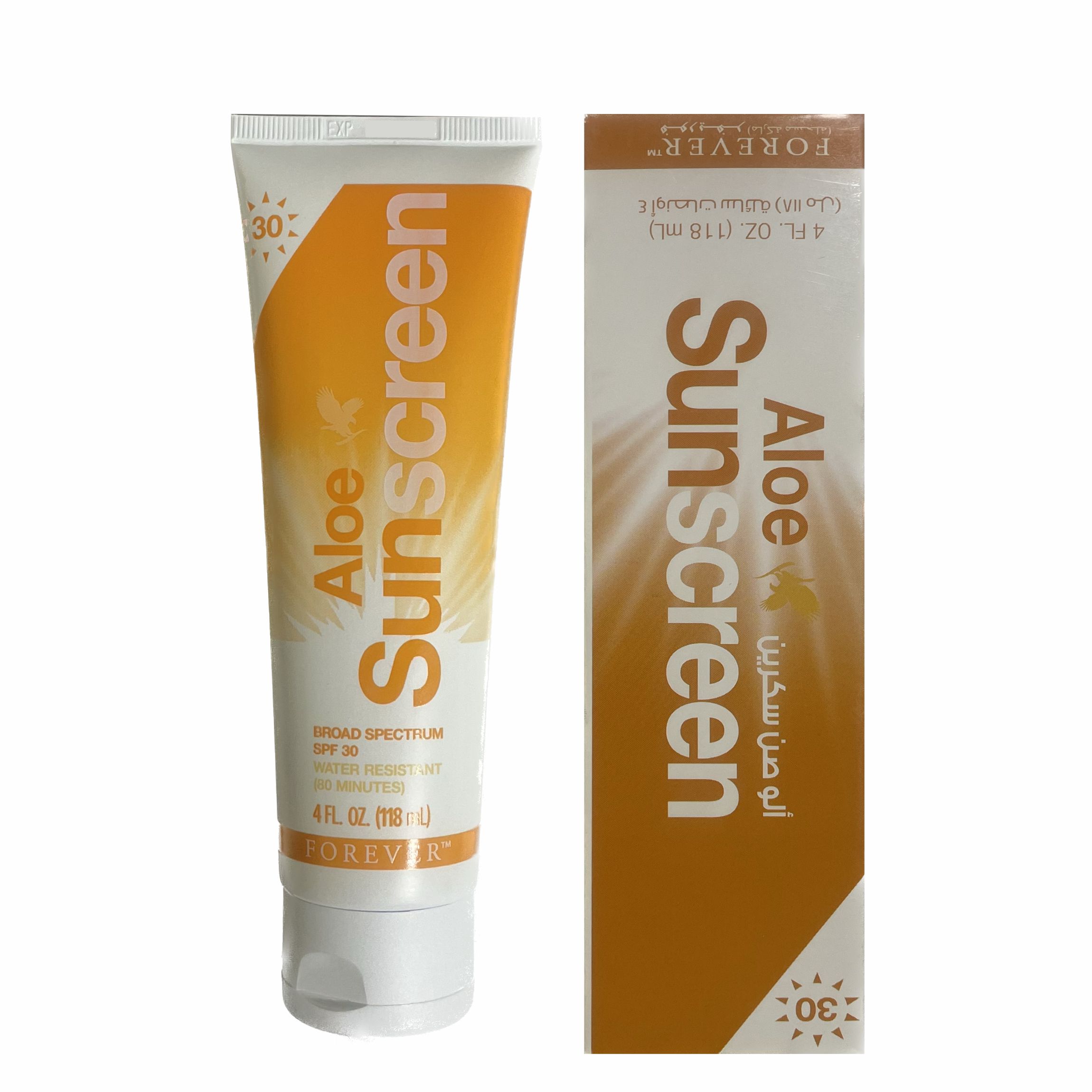 کرم ضد آفتاب بی رنگ فوراور لیوینگ پروداکتس spf30 مدل آلوئه ورا مناسب انواع پوست حجم 118 میلی لیتر