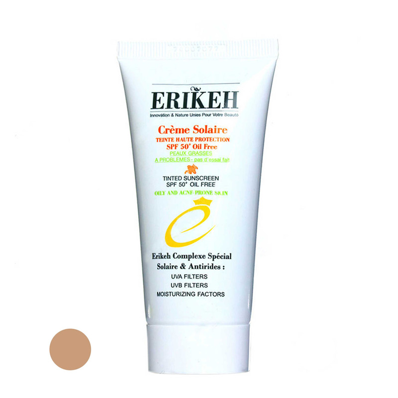 کرم ضد آفتاب رنگی اریکه spf 50 مدل solarie and antirides مناسب پوست‌های چرب و اکنه ای حجم 50 میلی‌لیتر