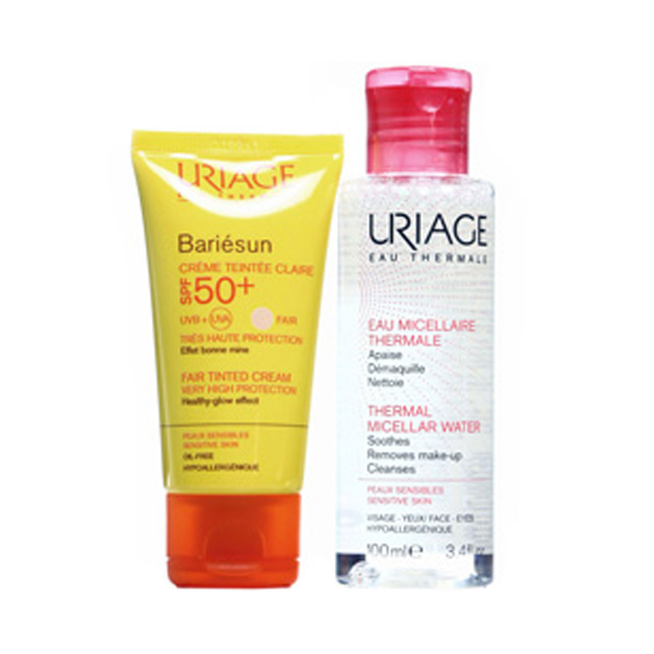 کرم ضد آفتاب رنگی اوریاژ مدل bariesun به همراه پاک کننده آرایش مدل micellar water حجم 50 میلی لیتر