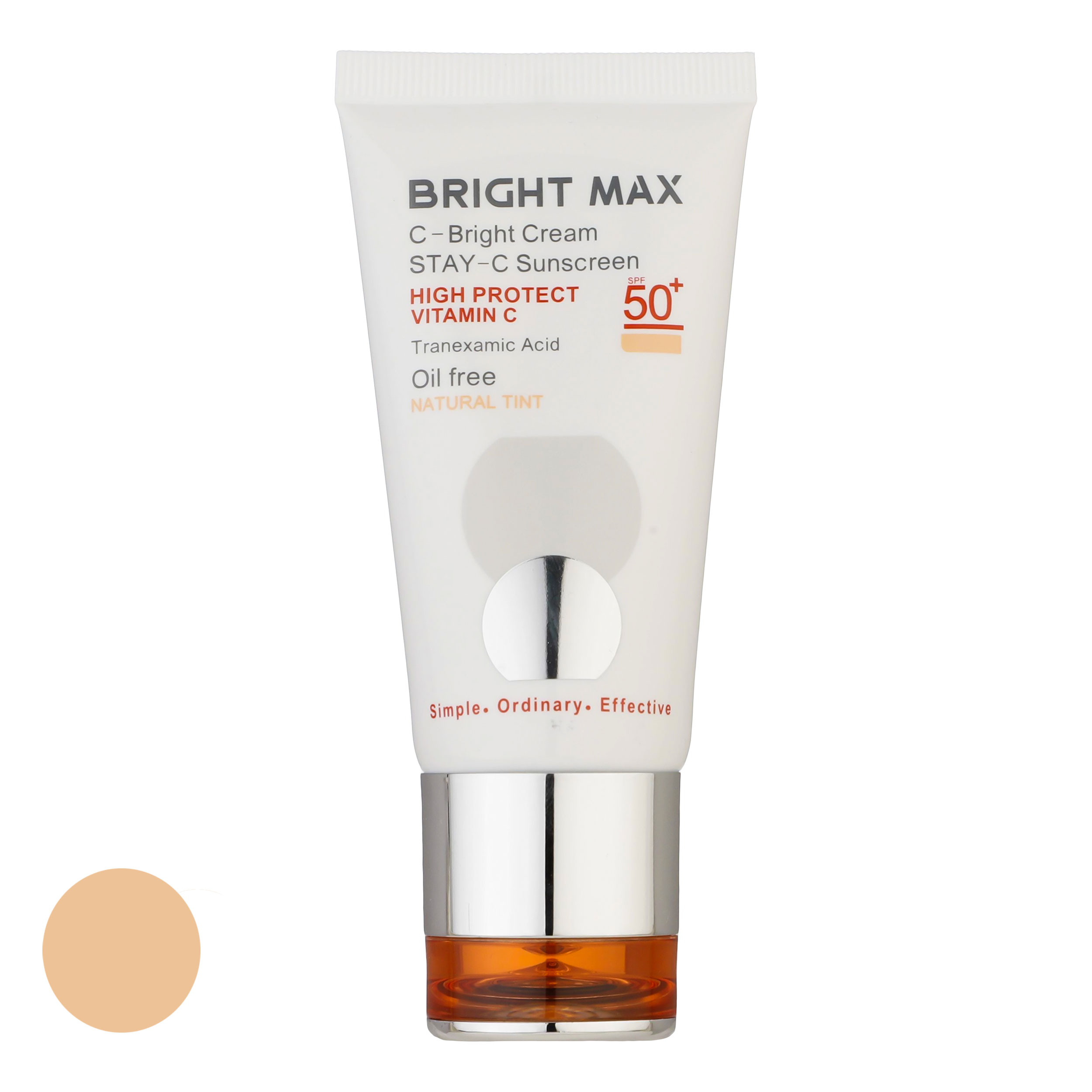 کرم ضد آفتاب رنگی برایت مکس spf 50 مدل ویتامین c ‌مناسب انواع پوست حجم 50 میلی‌لیتر