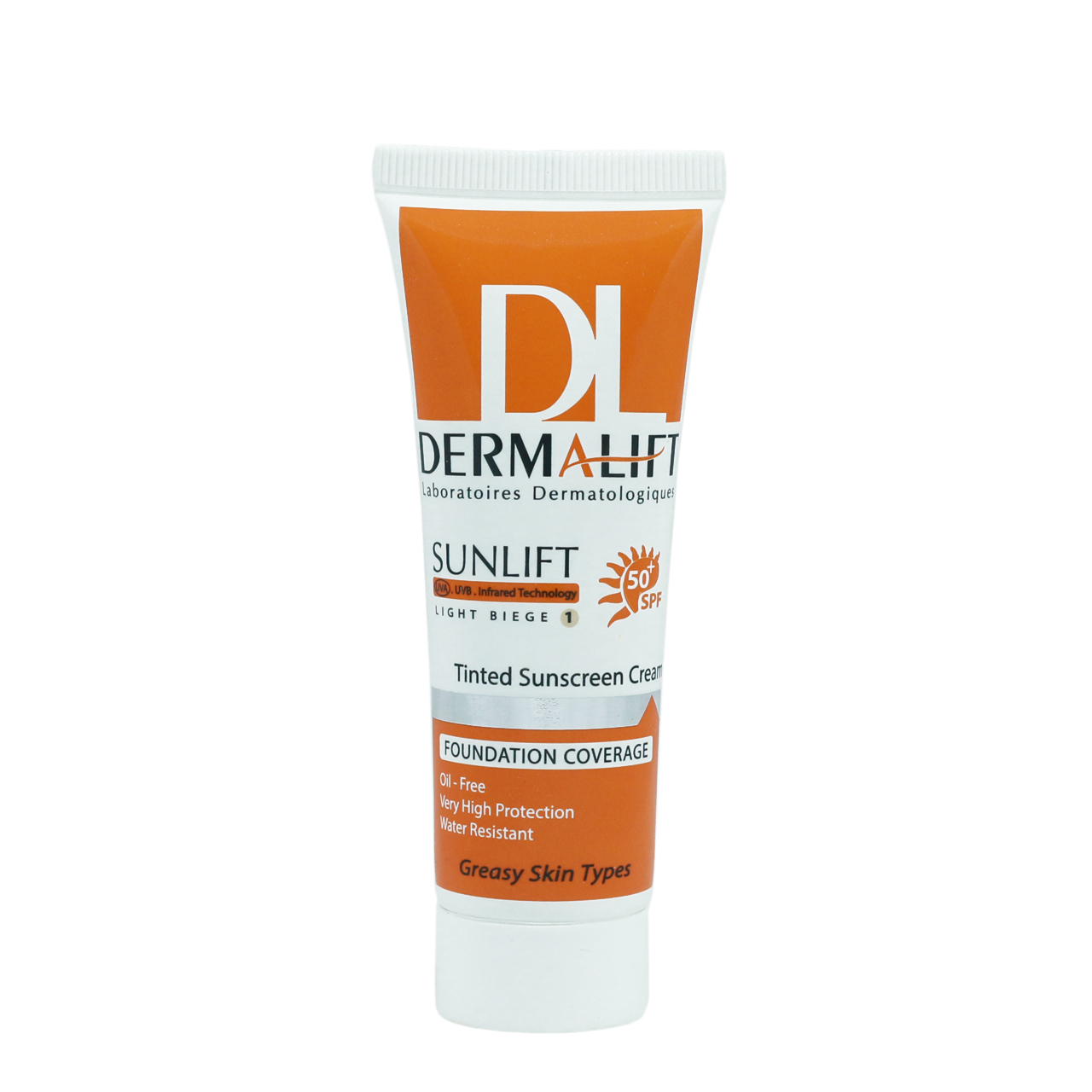 کرم ضد آفتاب رنگی درمالیفت مدل sunlift spf50 بژ روشن حجم 40 میلی لیتر