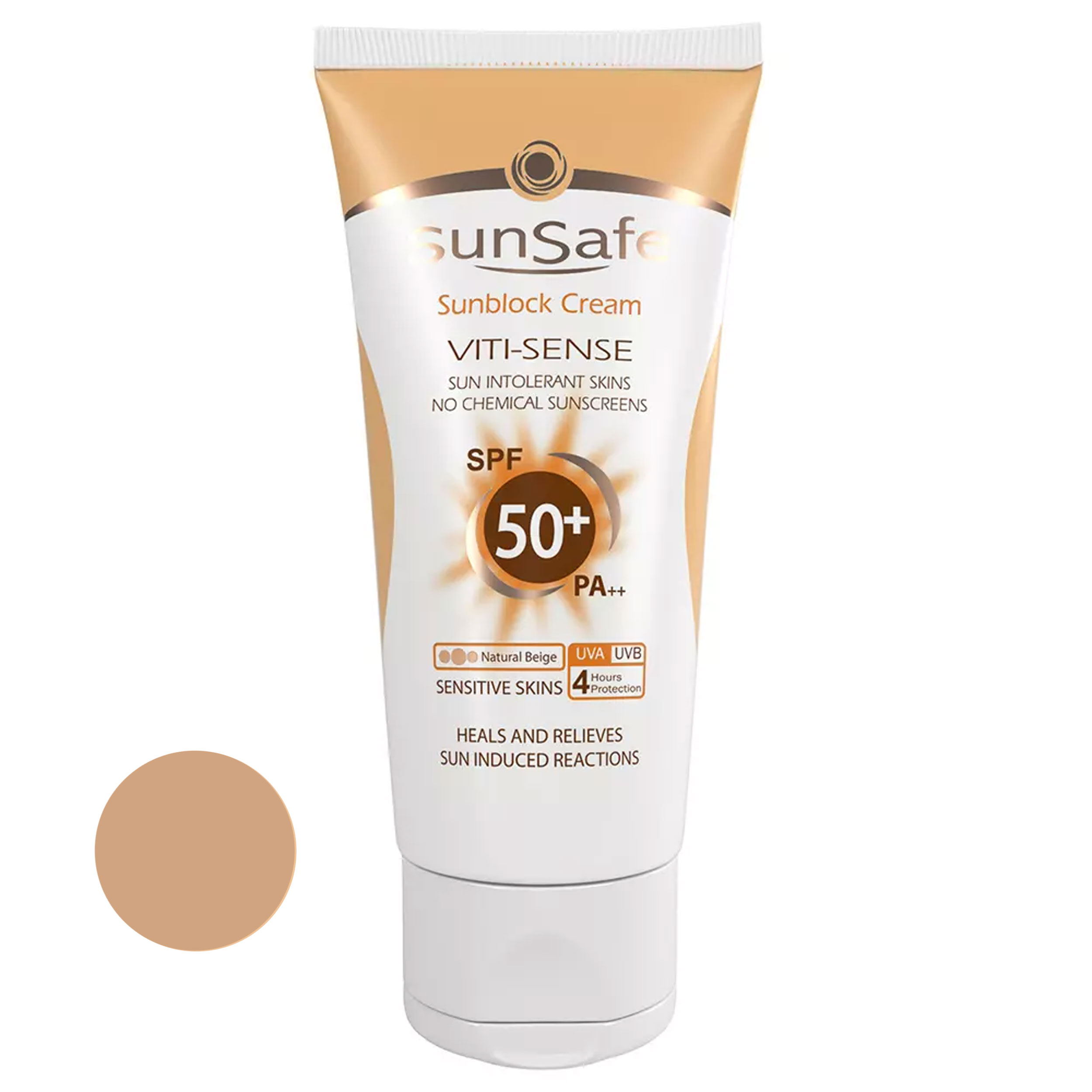کرم ضد آفتاب رنگی سان سیف spf50 مدل viti sense مناسب پوست های حساس حجم 50 میلی لیتر
