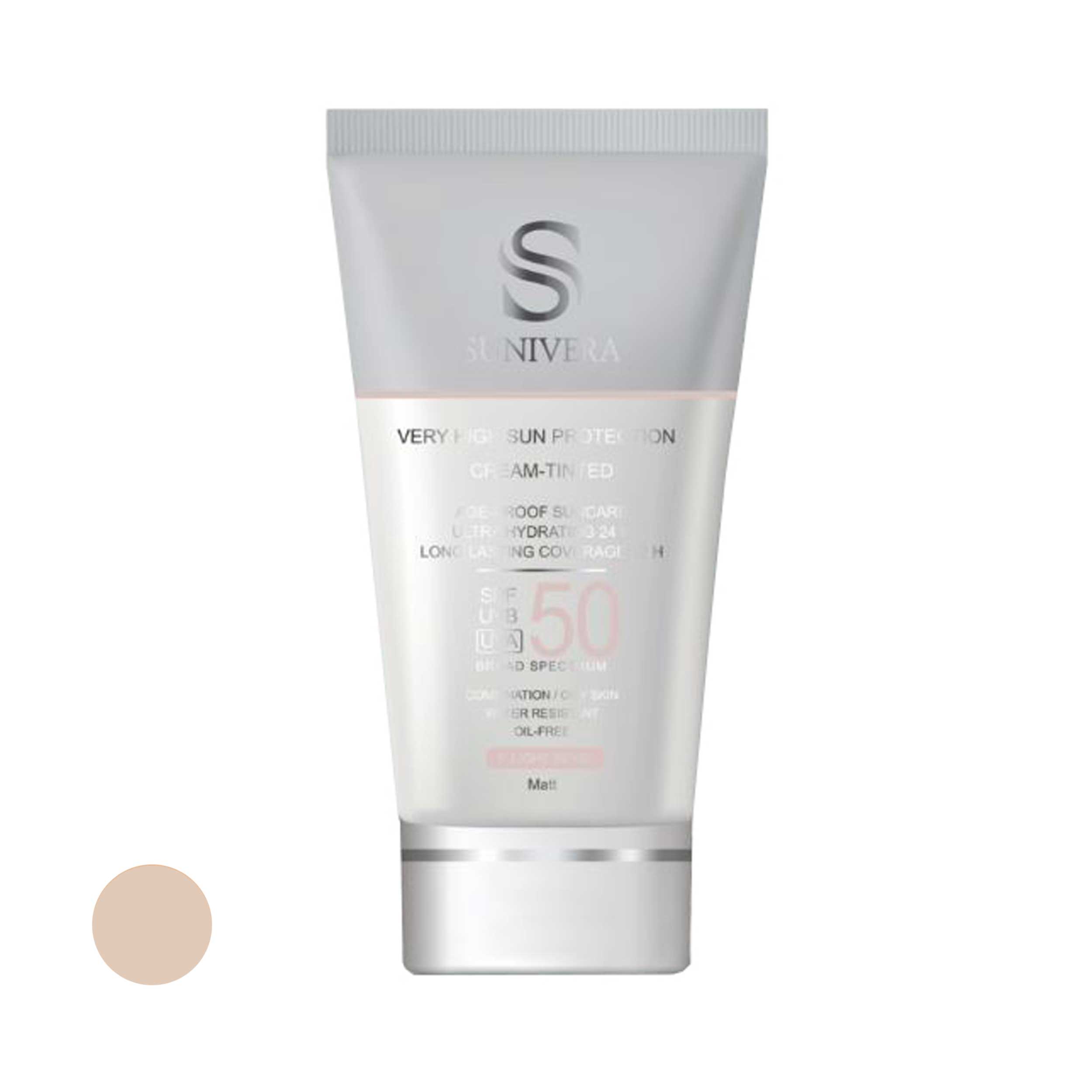 کرم ضد آفتاب رنگی سانیورا مدل spf50 مناسب پوست های چرب حجم 50 میلی لیتر