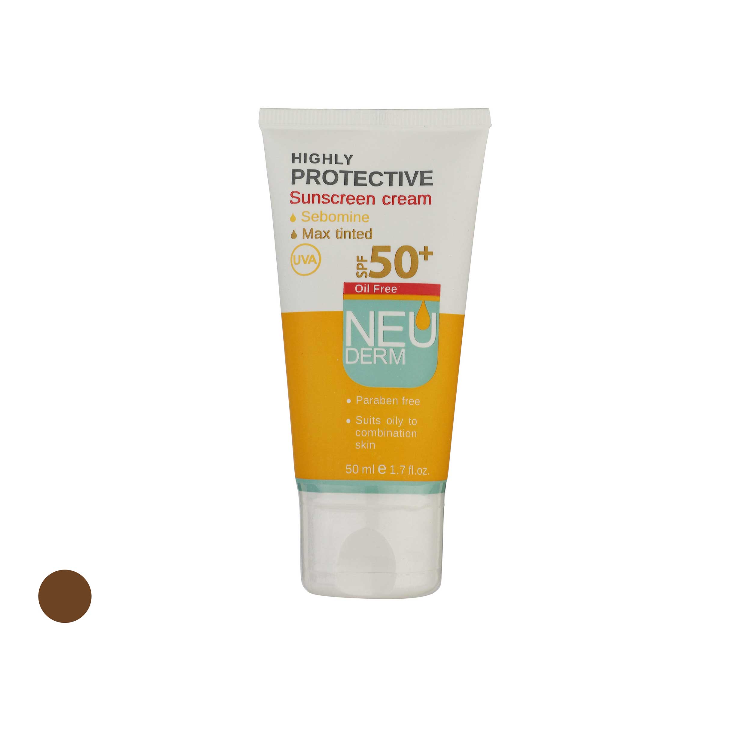 کرم ضد آفتاب رنگی نئودرم مدل highly protective max tinted spf50 مناسب پوست های مختلط حجم 50 میلی لیتر