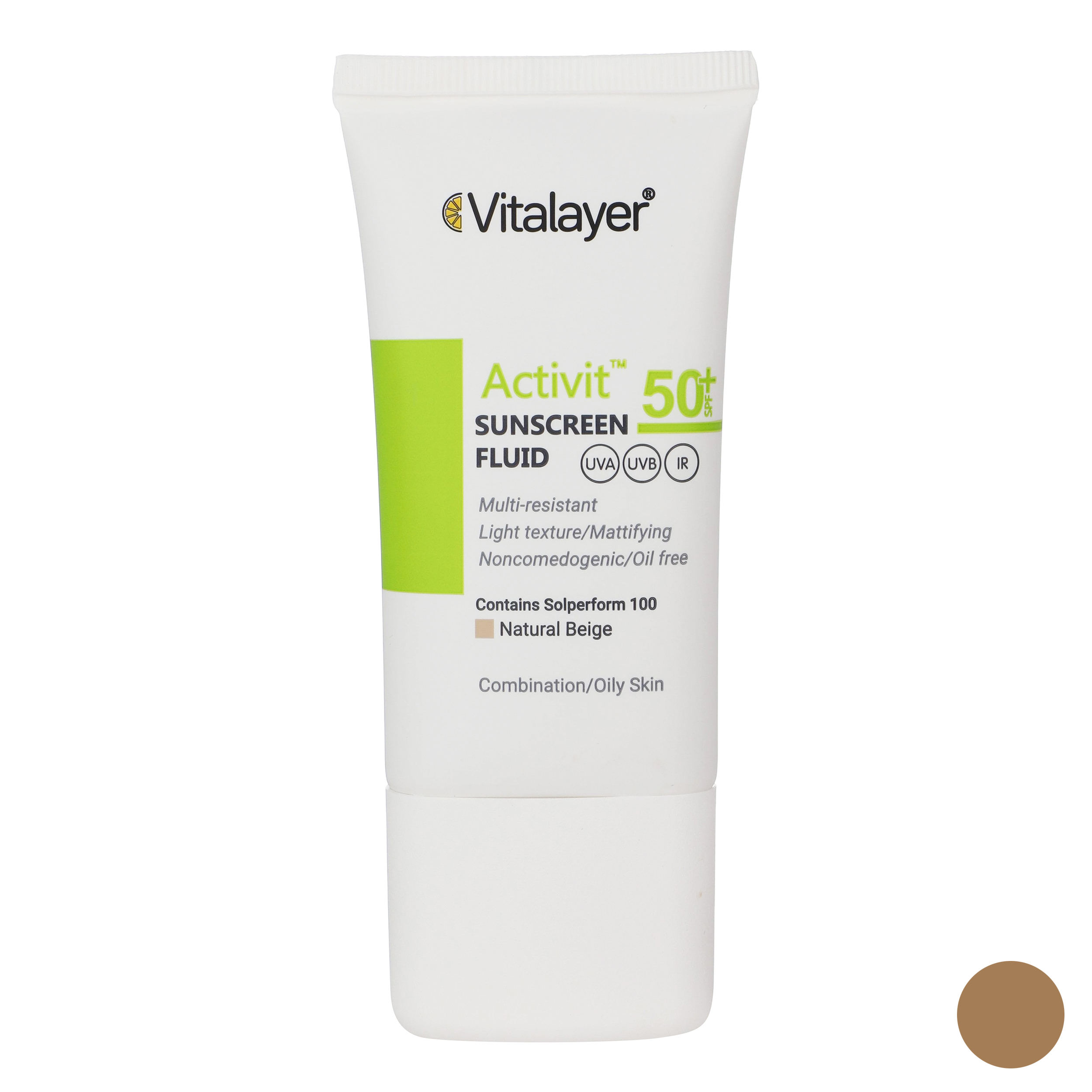کرم ضد آفتاب رنگی ویتالیر spf 50 مدل activit ‌مناسب پوست‌های چرب حجم 50 میلی‌لیتر
