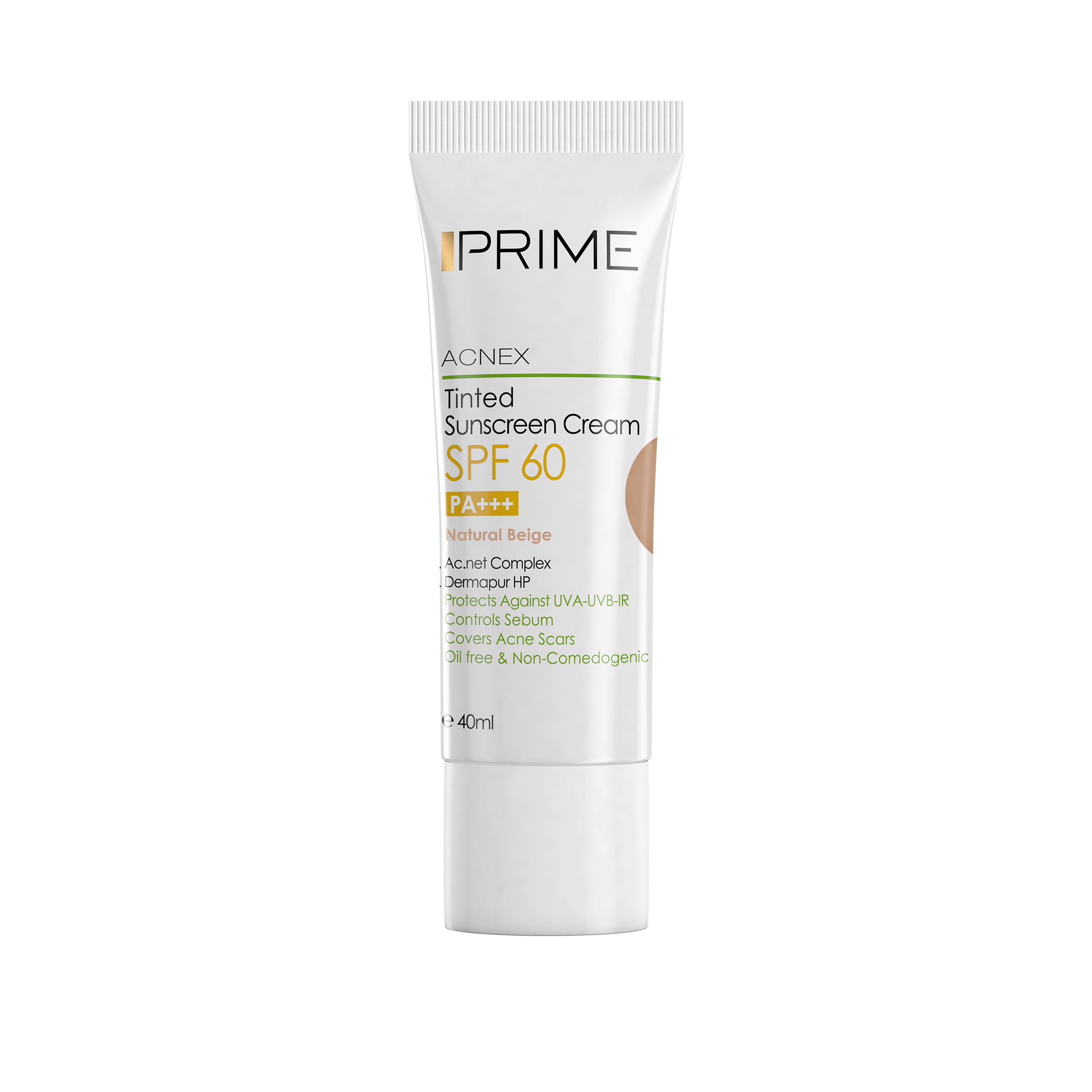 کرم ضد آفتاب رنگی پریم مدل acnex beige spf 60 حجم 40 میلی لیتر