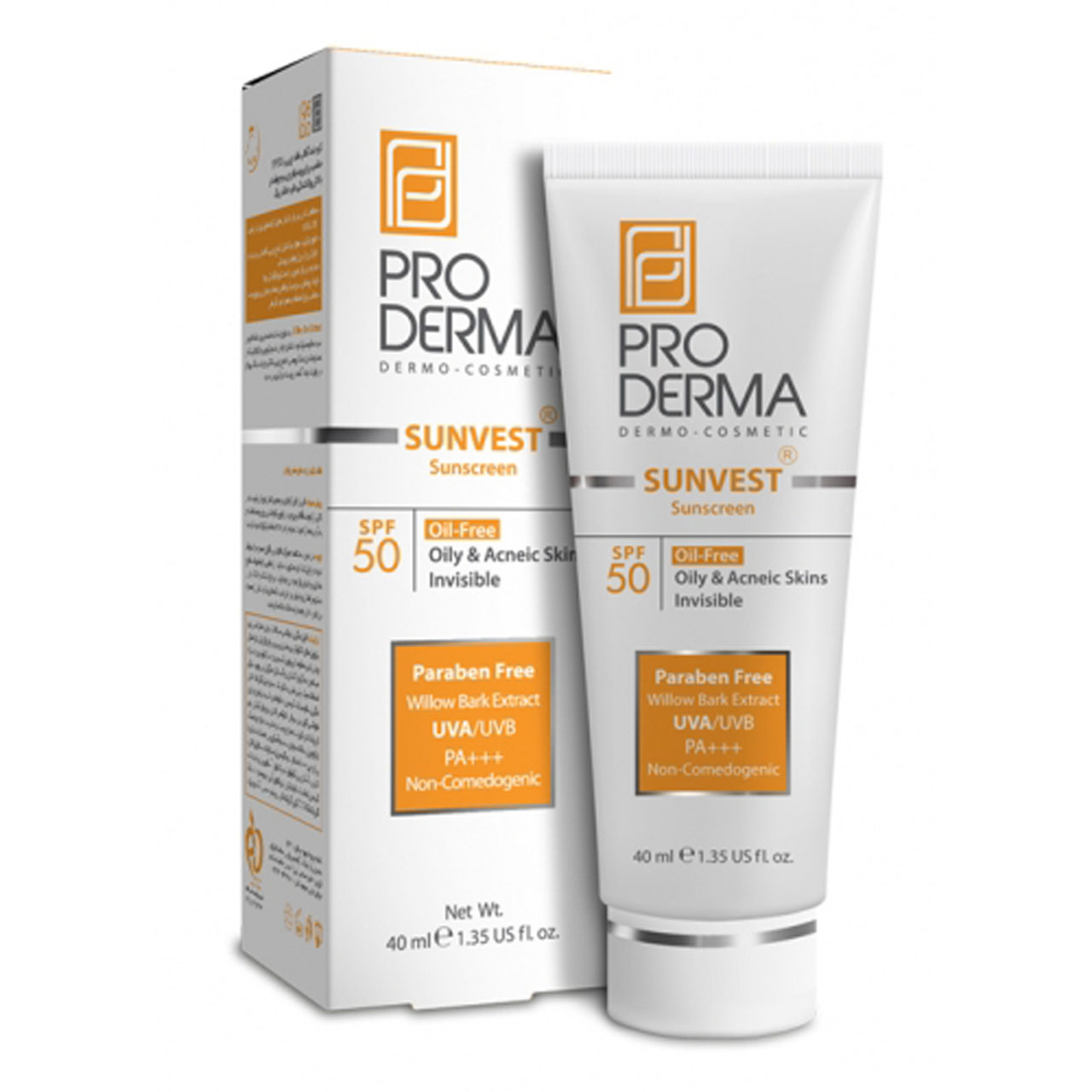 کرم ضد آفتاب فاقد چربی پرودرما مدل spf50 حجم 40 میلی لیتر