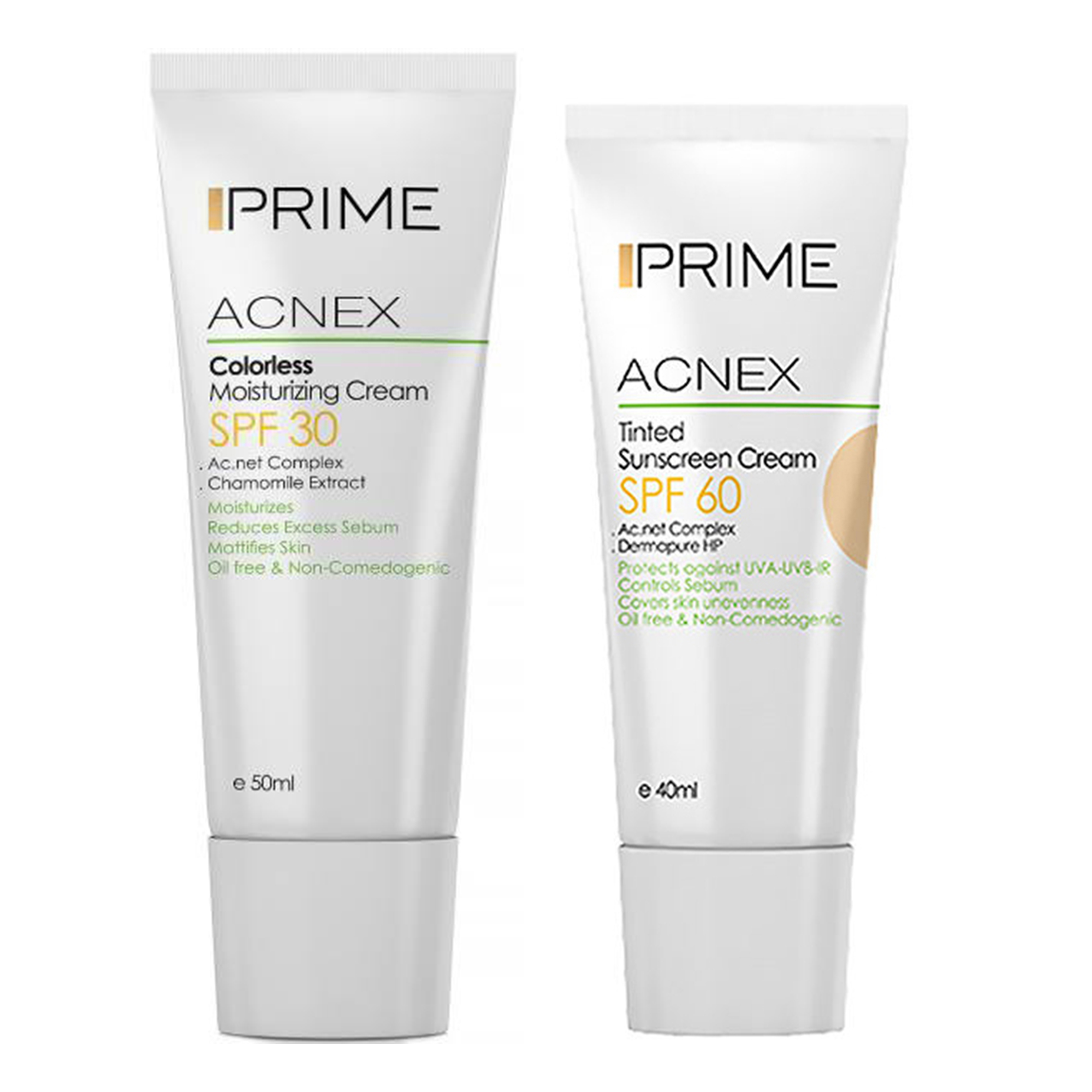 کرم ضدآفتاب پریم مدل acnex حجم 50 میلی لیتر به همراه کرم ضدآفتاب حجم 40 میلی لیتر
