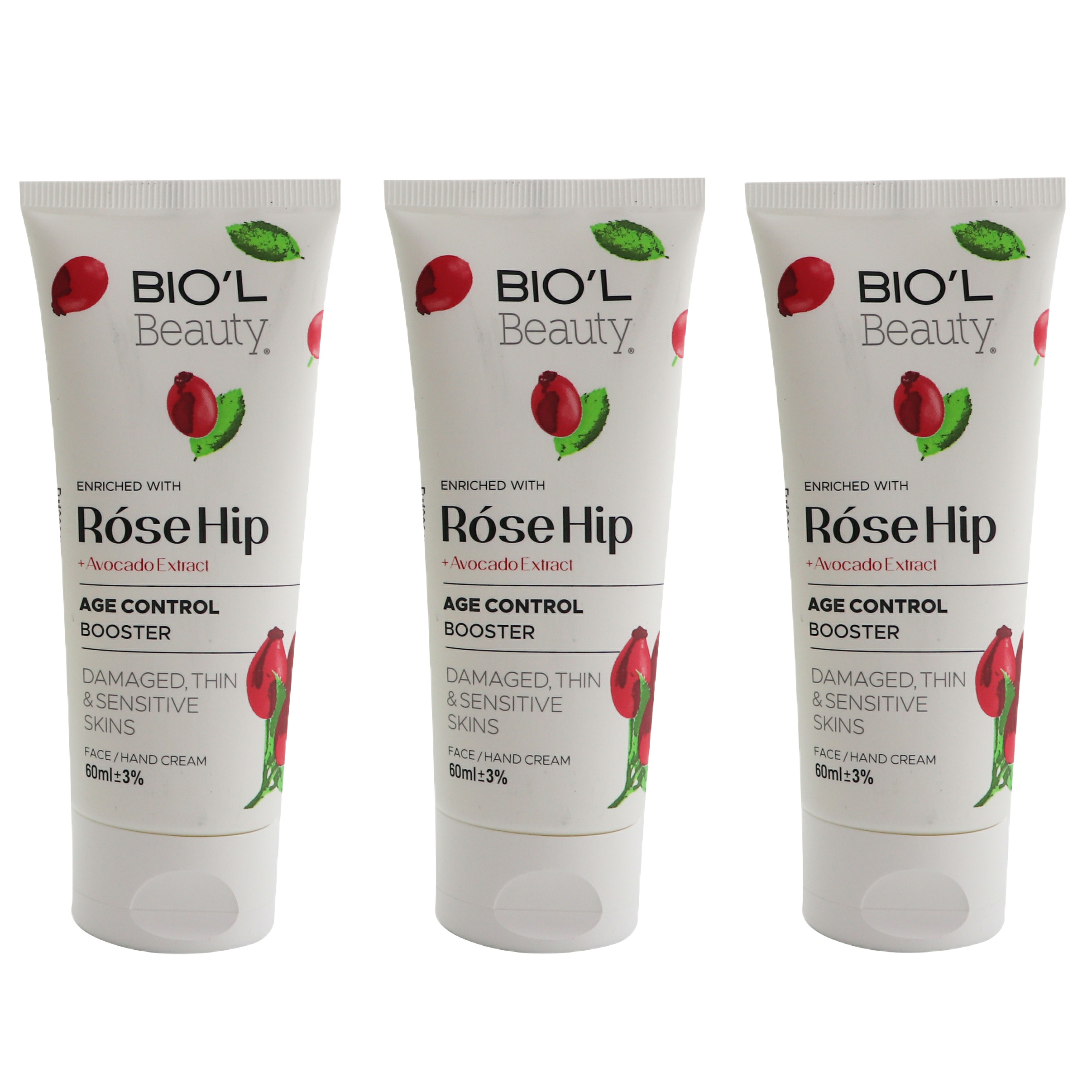 کرم مرطوب کننده بیول مدل rose hip حجم 60 میلی لیتر مجموعه 3 عددی