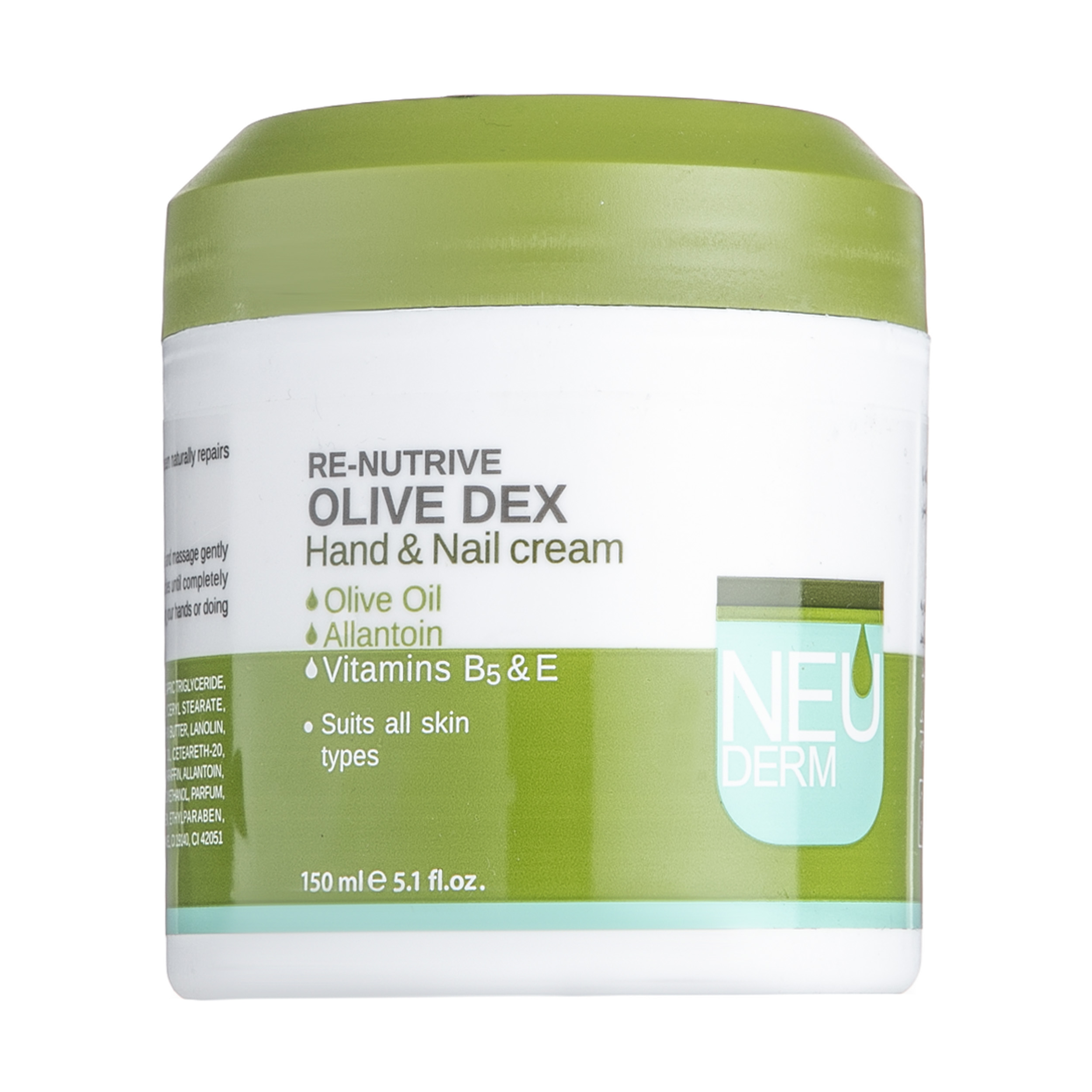 کرم مرطوب کننده دست و ناخن نئودرم مدل olive dex حجم 150 میلی لیتر