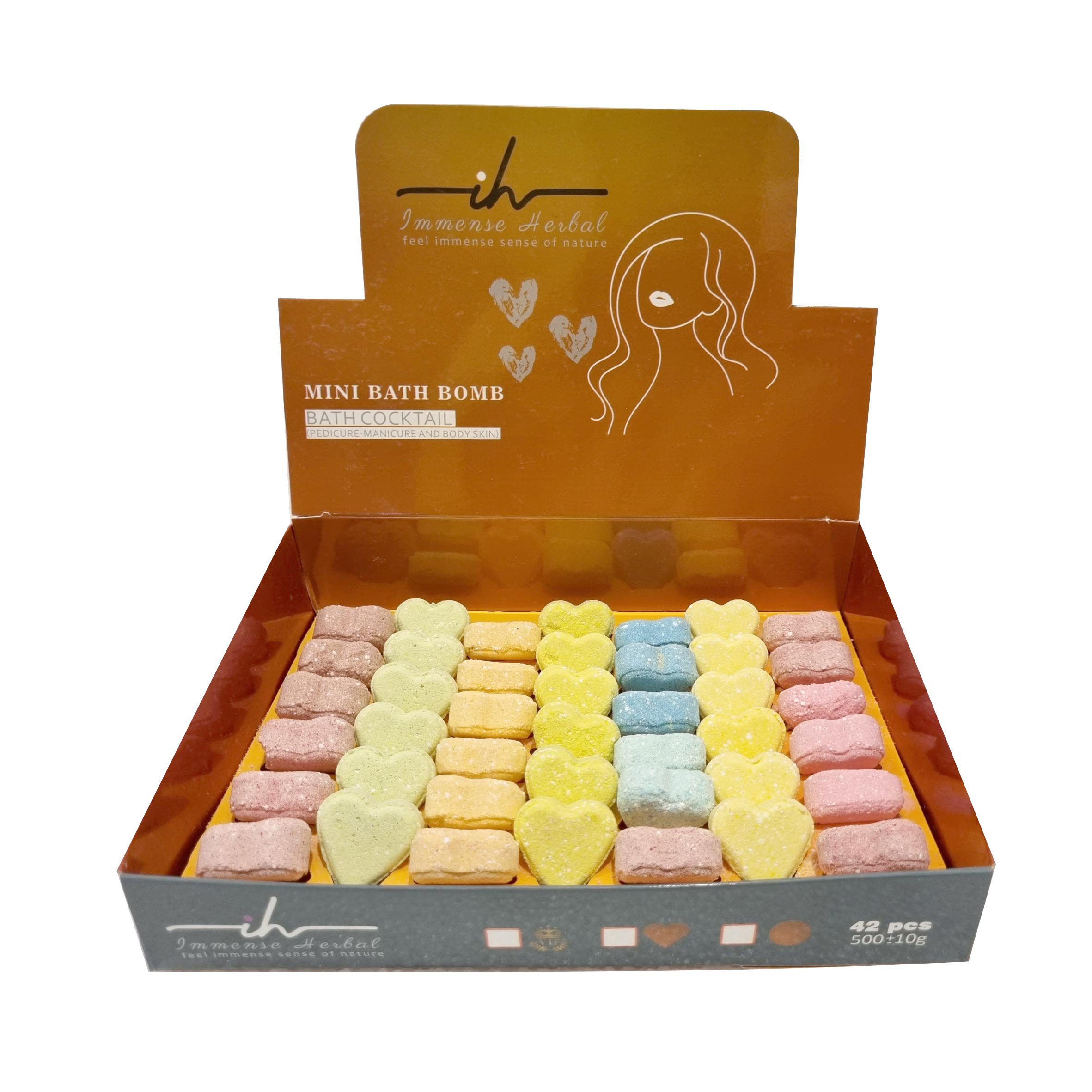 کوکتل مانیکور ایمنس هربال مدل mini heart وزن 750 گرم بسته 70 عددی
