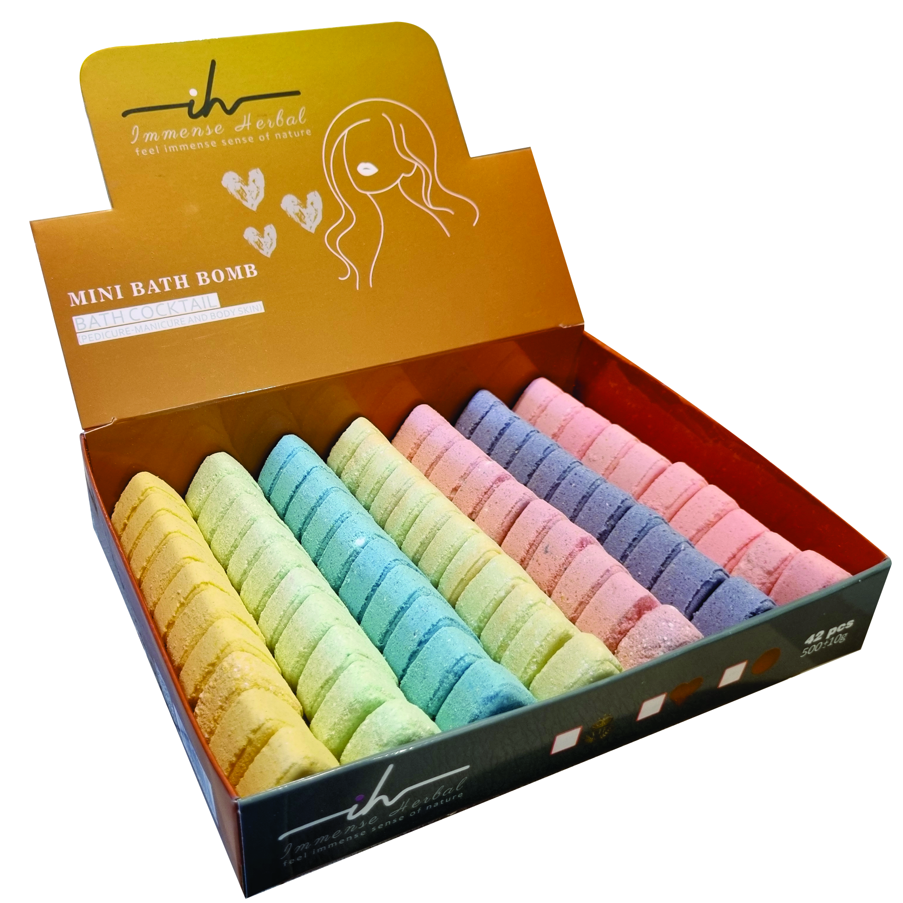 کوکتل مانیکور ایمنس هربال مدل mini rainbow وزن 780 گرم بسته 70 عددی