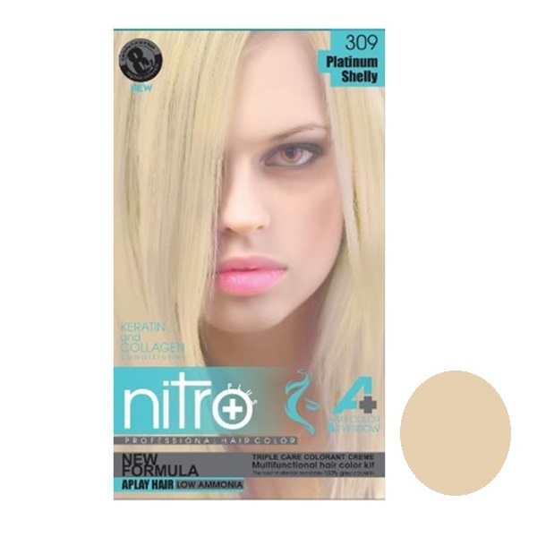 کیت رنگ مو و ابرو نیتروپلاس شماره 309 حجم 100 میلی لیتر رنگ صدفی پلاتینه