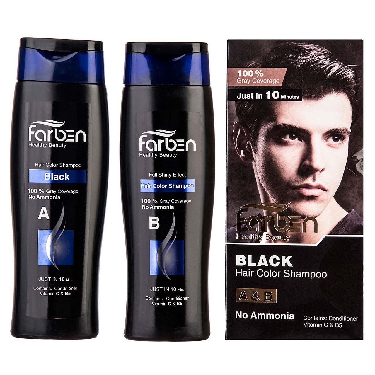 کیت شامپو رنگ فاربن مدل black حجم 500 میلی لیتر بسته 2 عددی