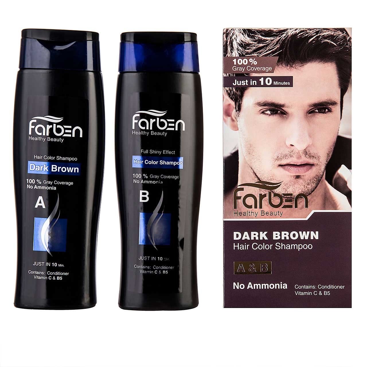 کیت شامپو رنگ فاربن مدل dark brown حجم 500 میلی لیتر بسته دو عددی