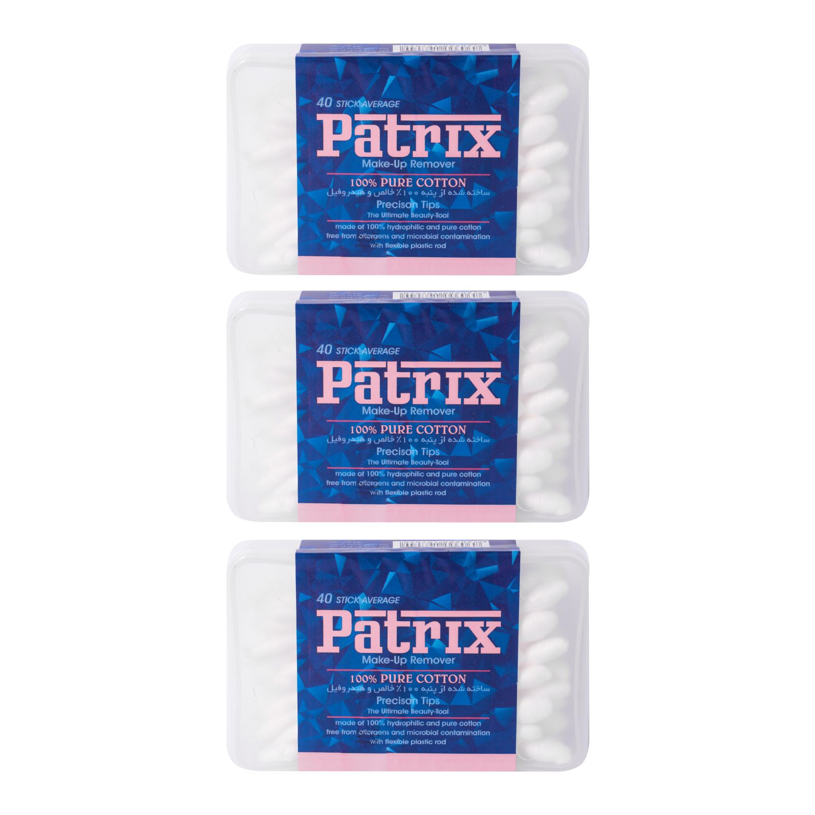 گوش پاک کن پاتریکس مدل pure cotton مجموعه 3 عددی